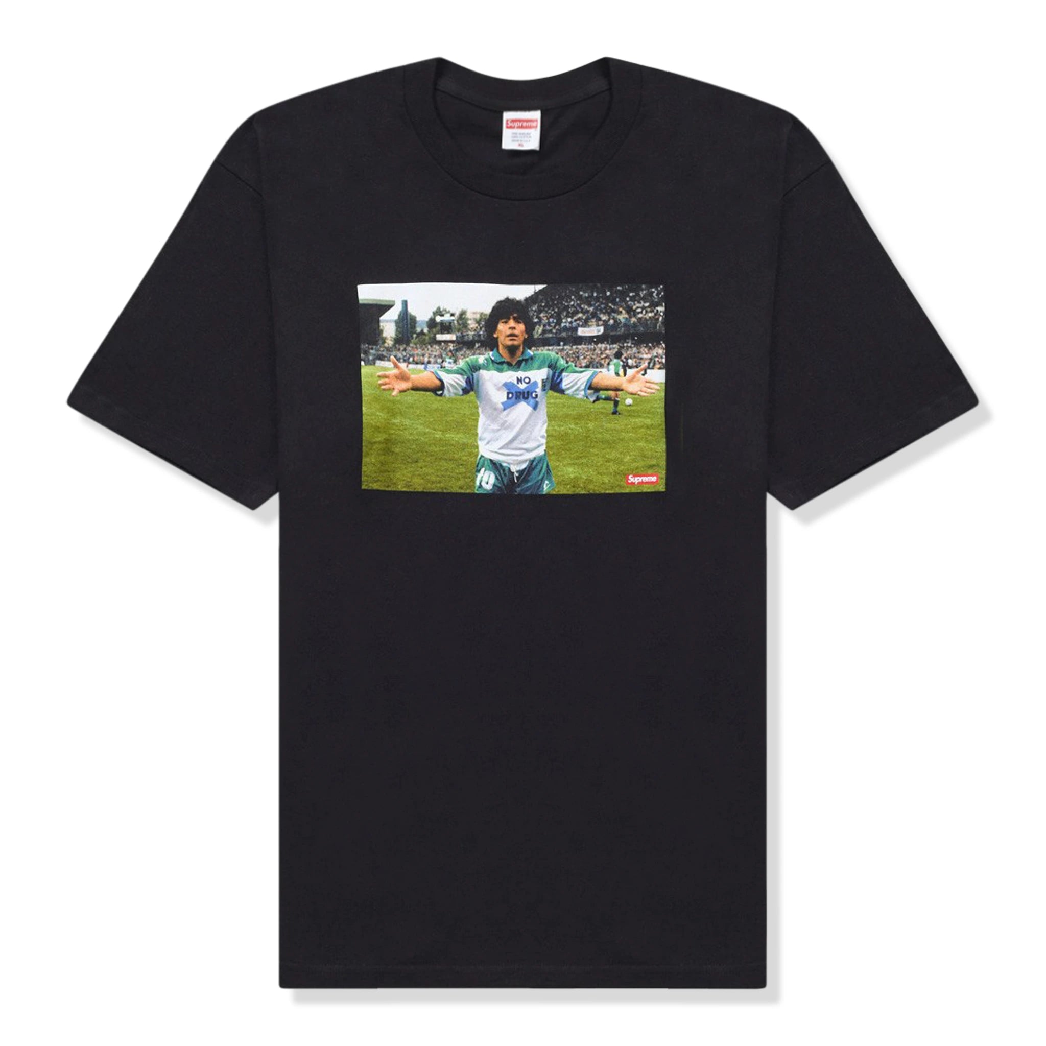 Front view of Supreme Maradona Black T Shirt