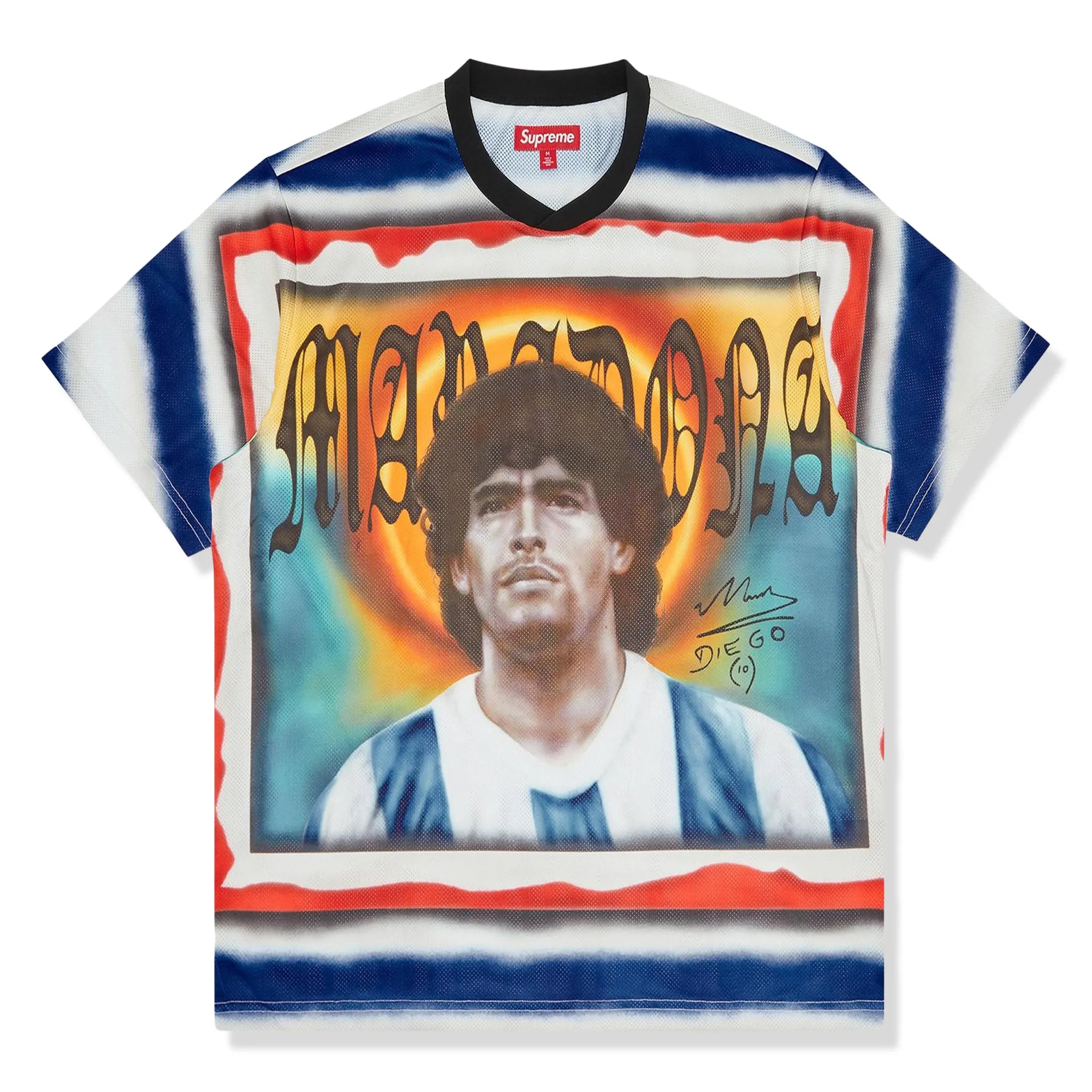 Front view of Supreme Maradona Soccer Jersey