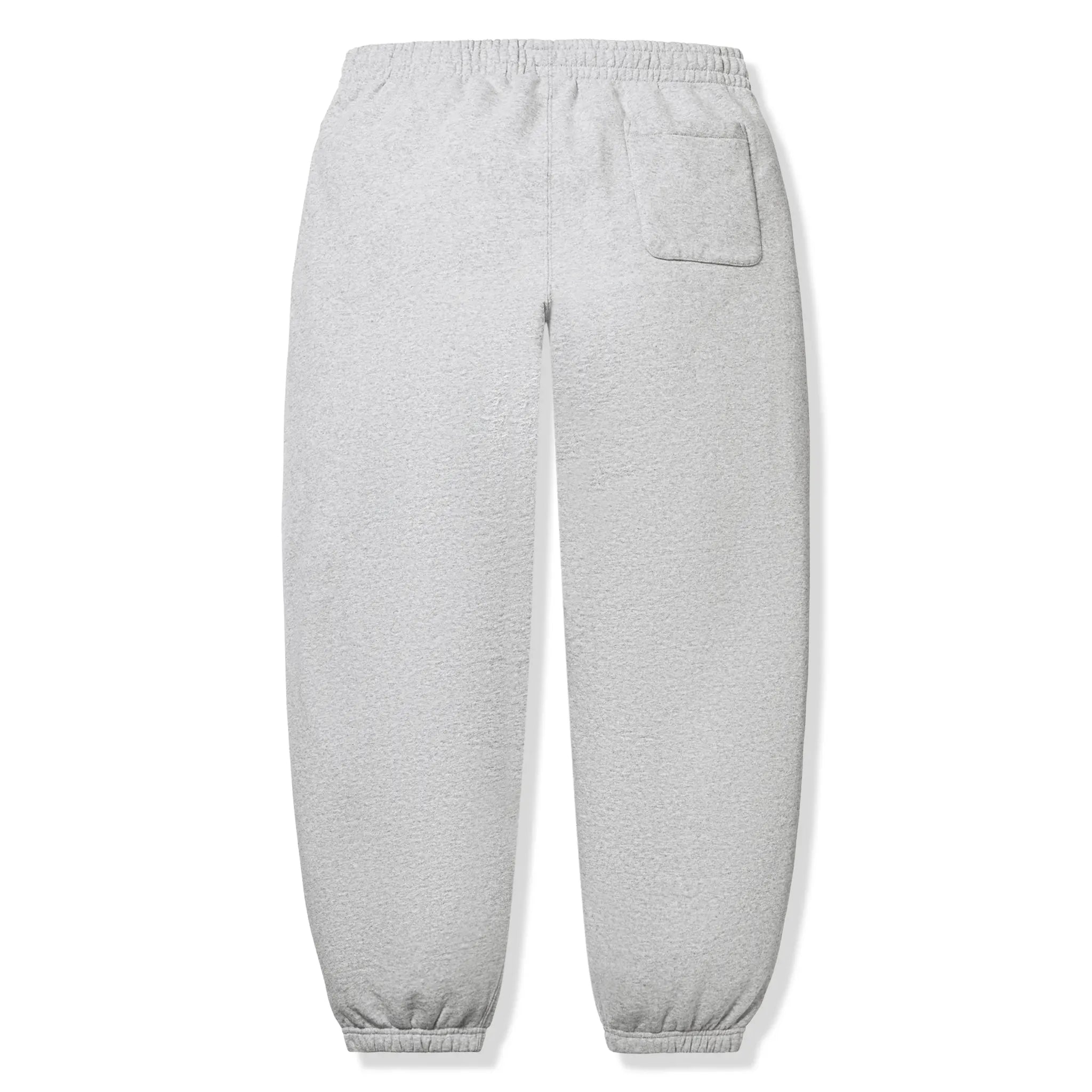 Bottom Back View of Supreme Satin Appliqué Heather Grey Hoodie & Sweatpants (FW25) FW25SW77-HEATHER GREY | FW25P93- HEATHER GREY