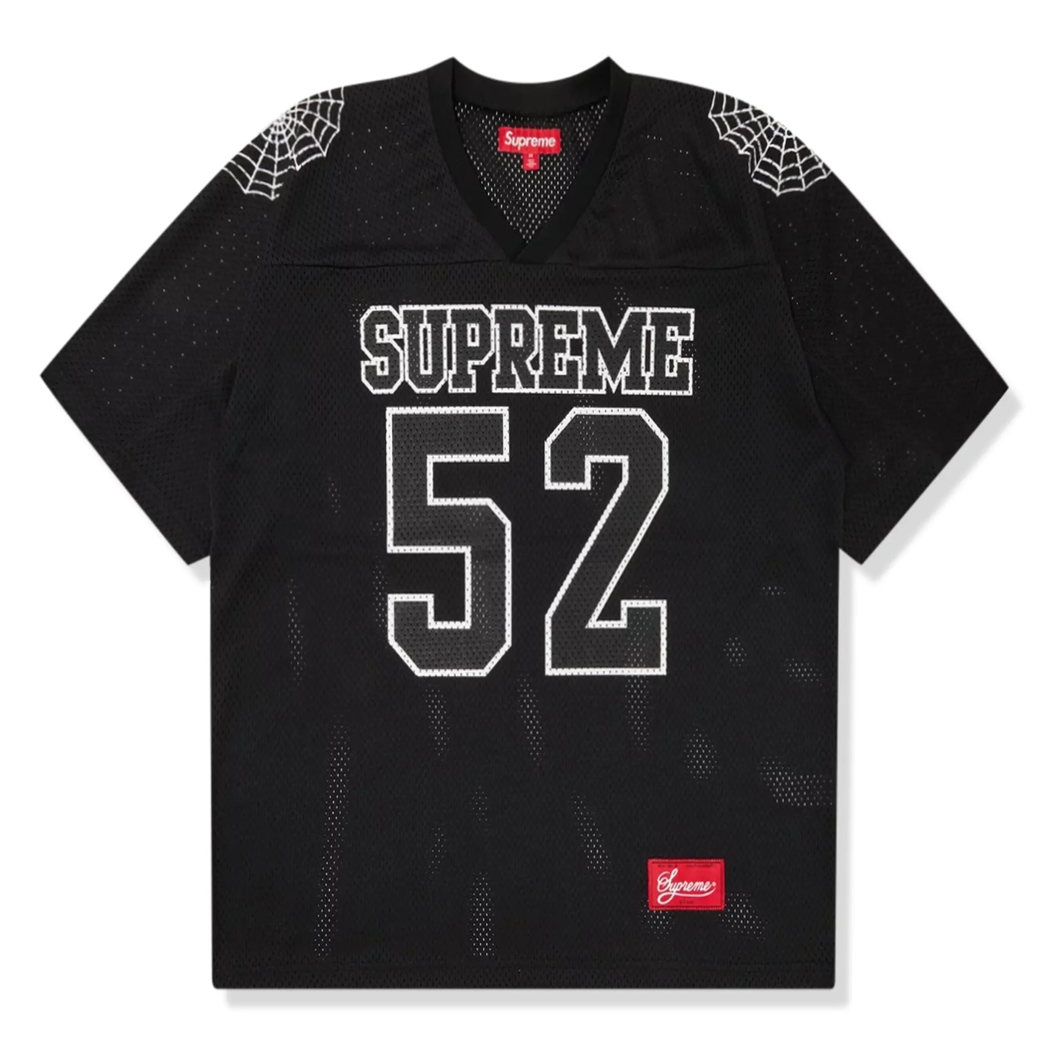 Front view of Supreme Spiderweb Black Football Jersey SS24KN63 BLACK