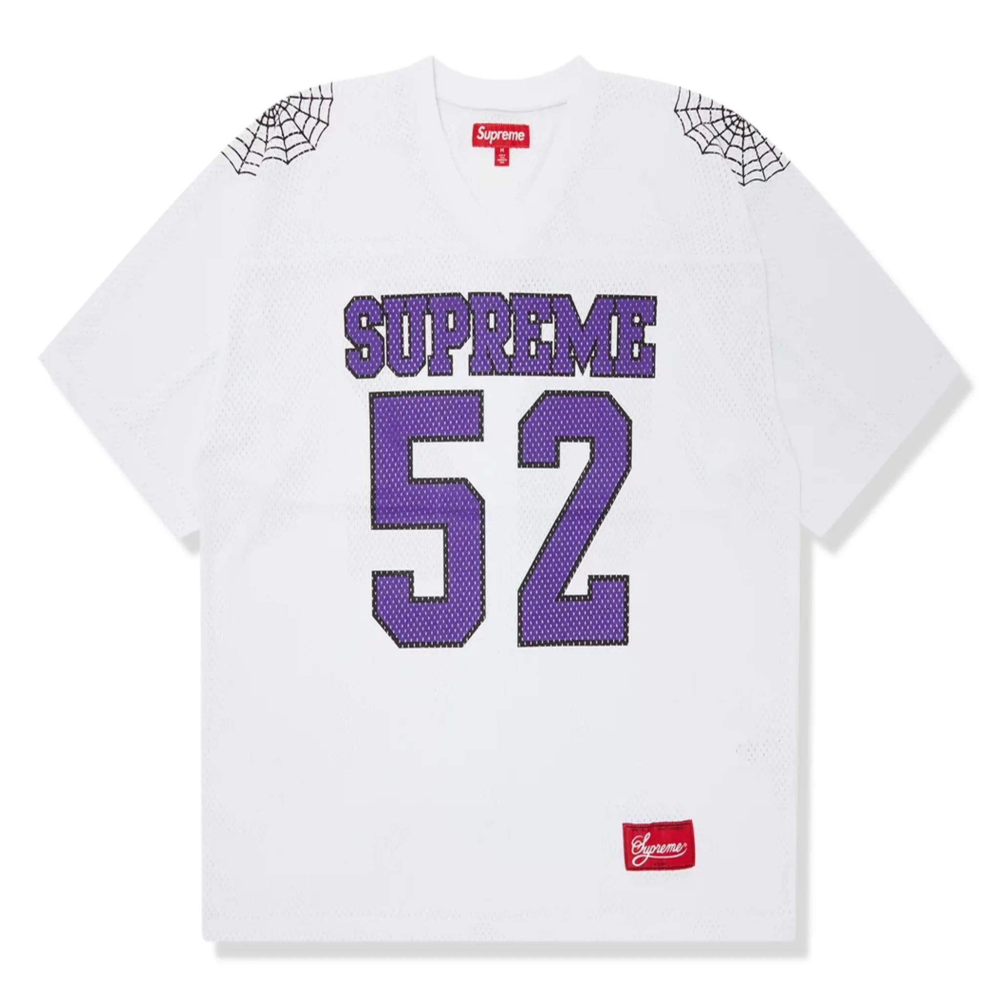 Front view of Supreme Spiderweb White Football Jersey SS24KN63 WHITE