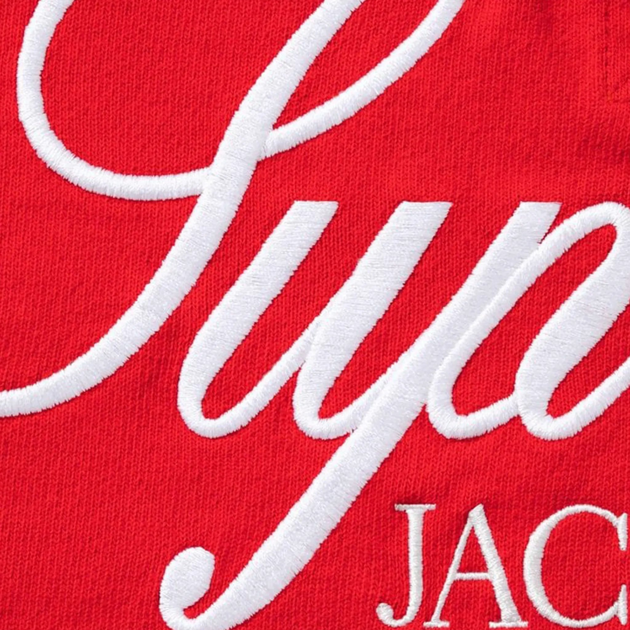 Detailed Front View of Supreme x Jacob & Co. La Martina Rugby Red Polo Shirt