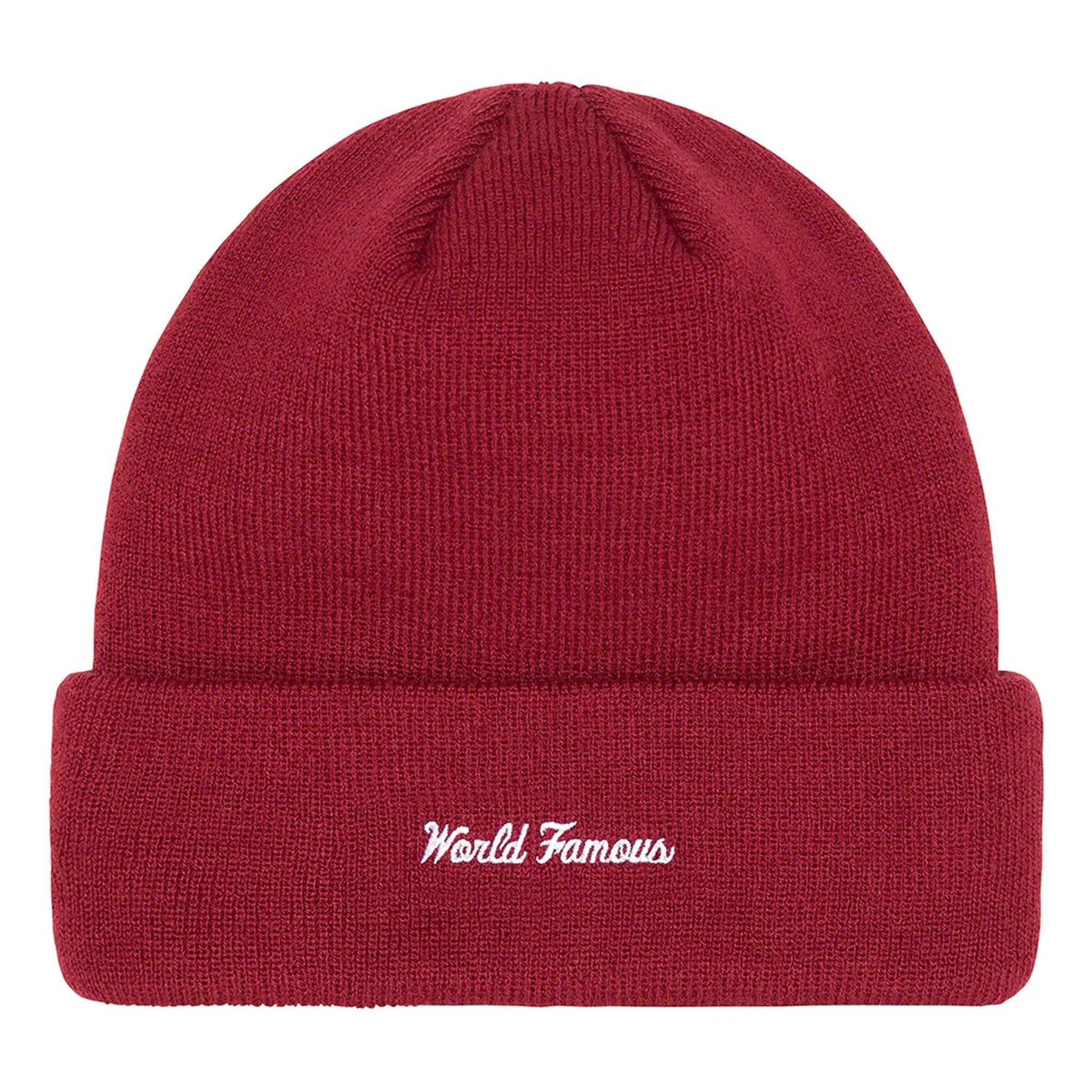 Back View of Supreme x New Era Box Logo Cardinal Beanie (FW22) FW22BN10-CARDINAL