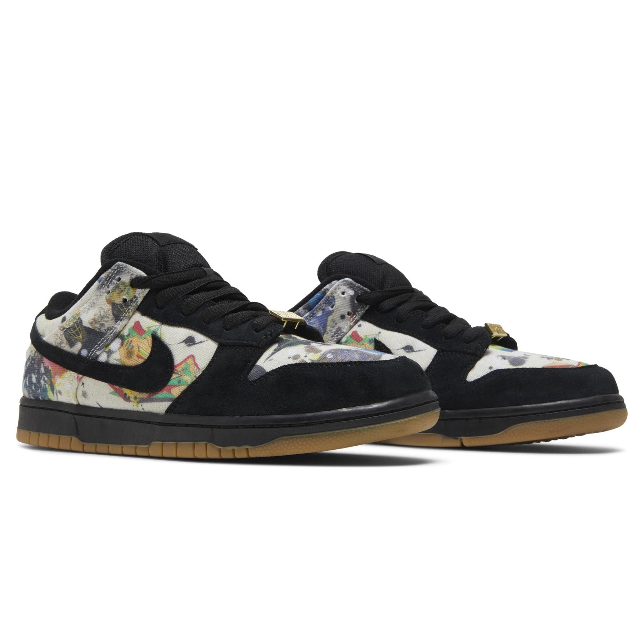 Front side view of Supreme x Nike SB Dunk Low Rammellzee FD8778-001