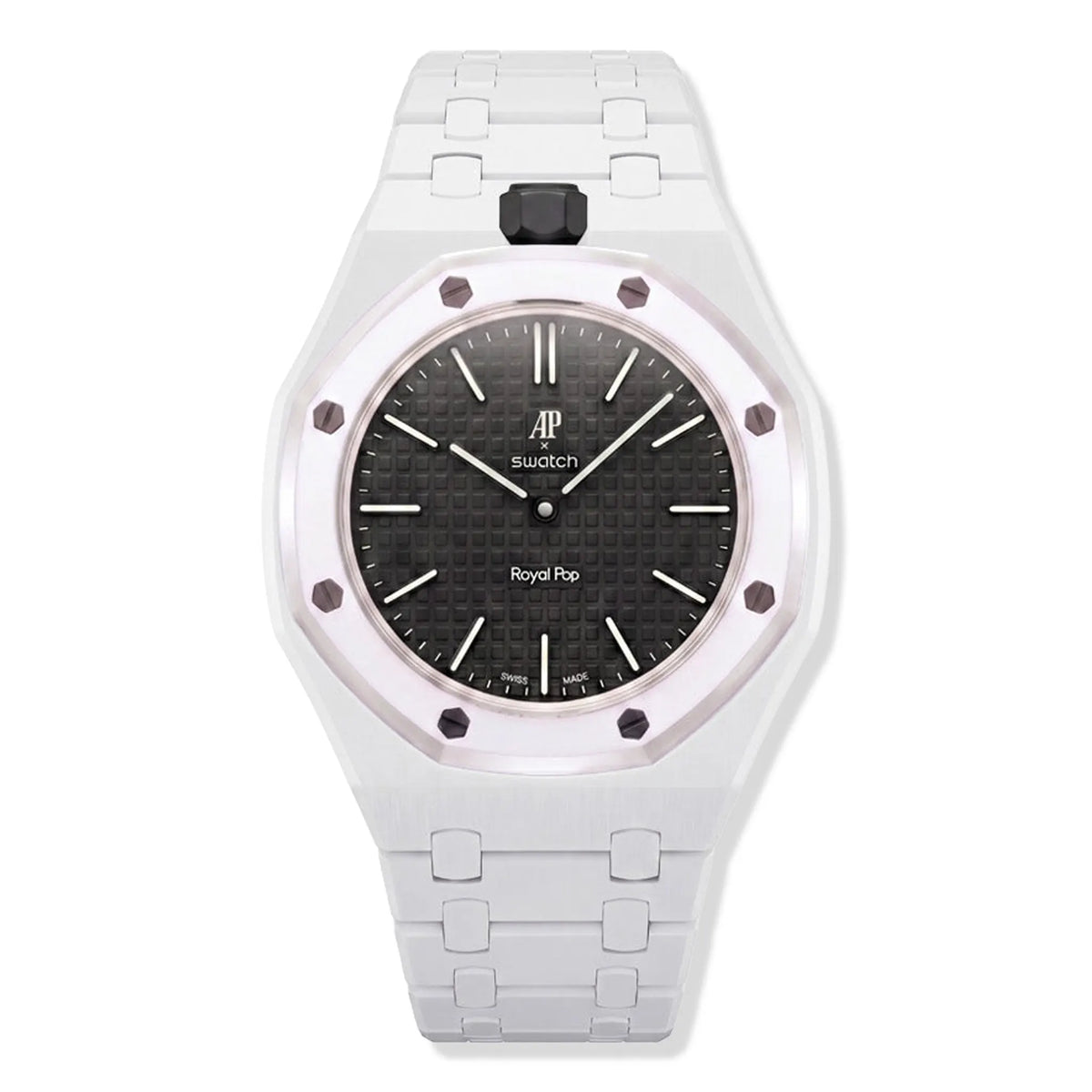 Swatch x Audemars Piguet Ocho Negro With White Bio Ceramic Strap