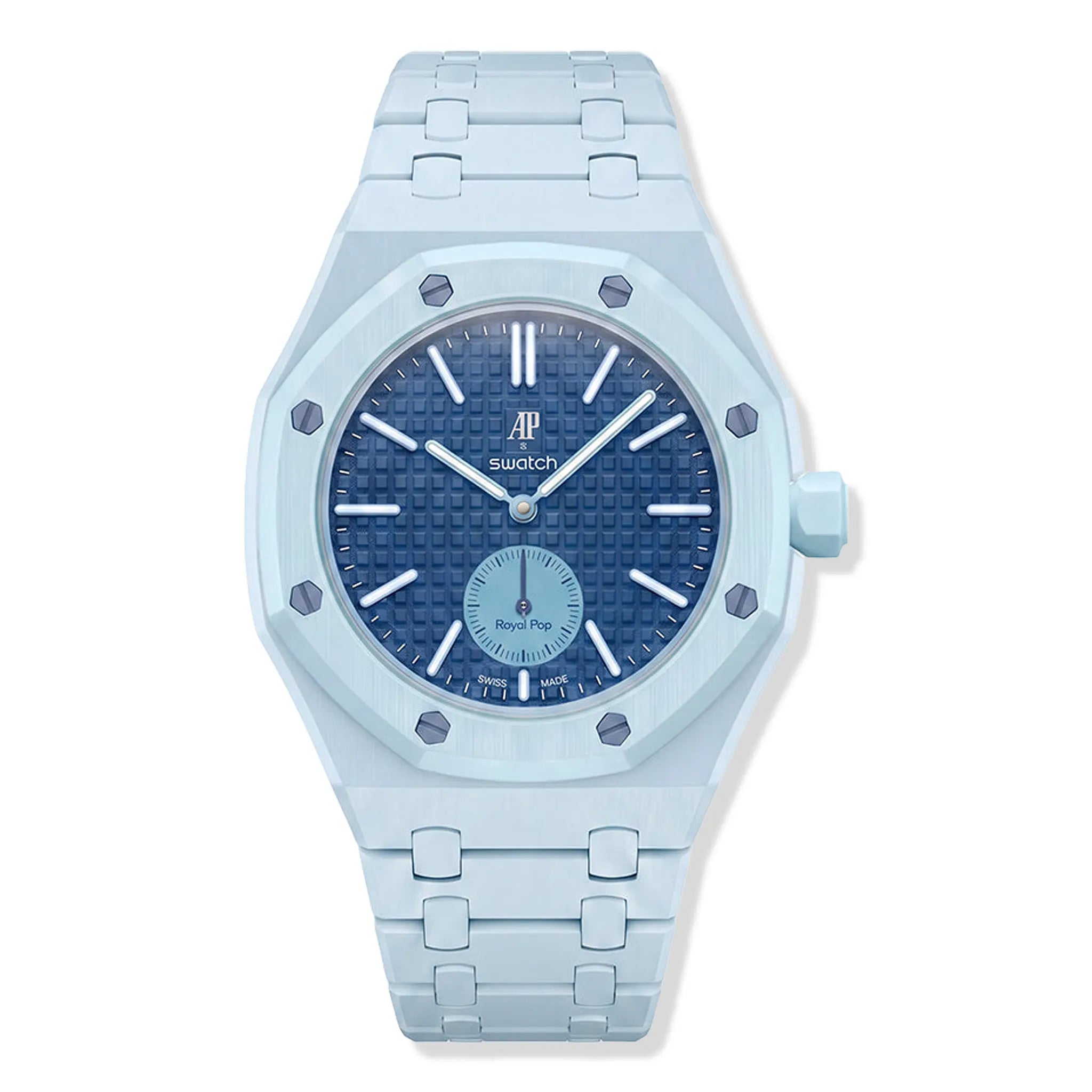 Front View of Swatch x Audemars Piguet Royal Pop Lan Ba With Bio Ceramic Strap