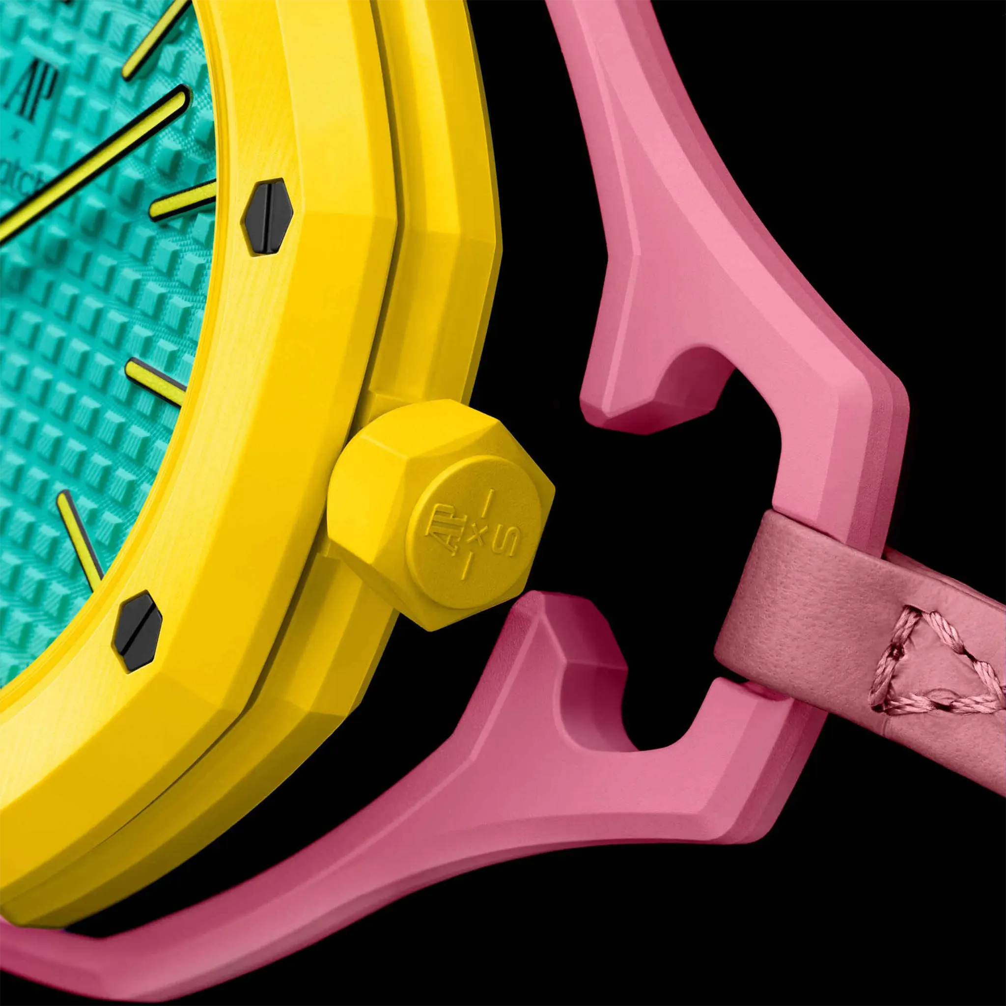Detailed View of Swatch x Audemars Piguet Royal Pop Otg Roz With Rubber Strap SSX03J100N