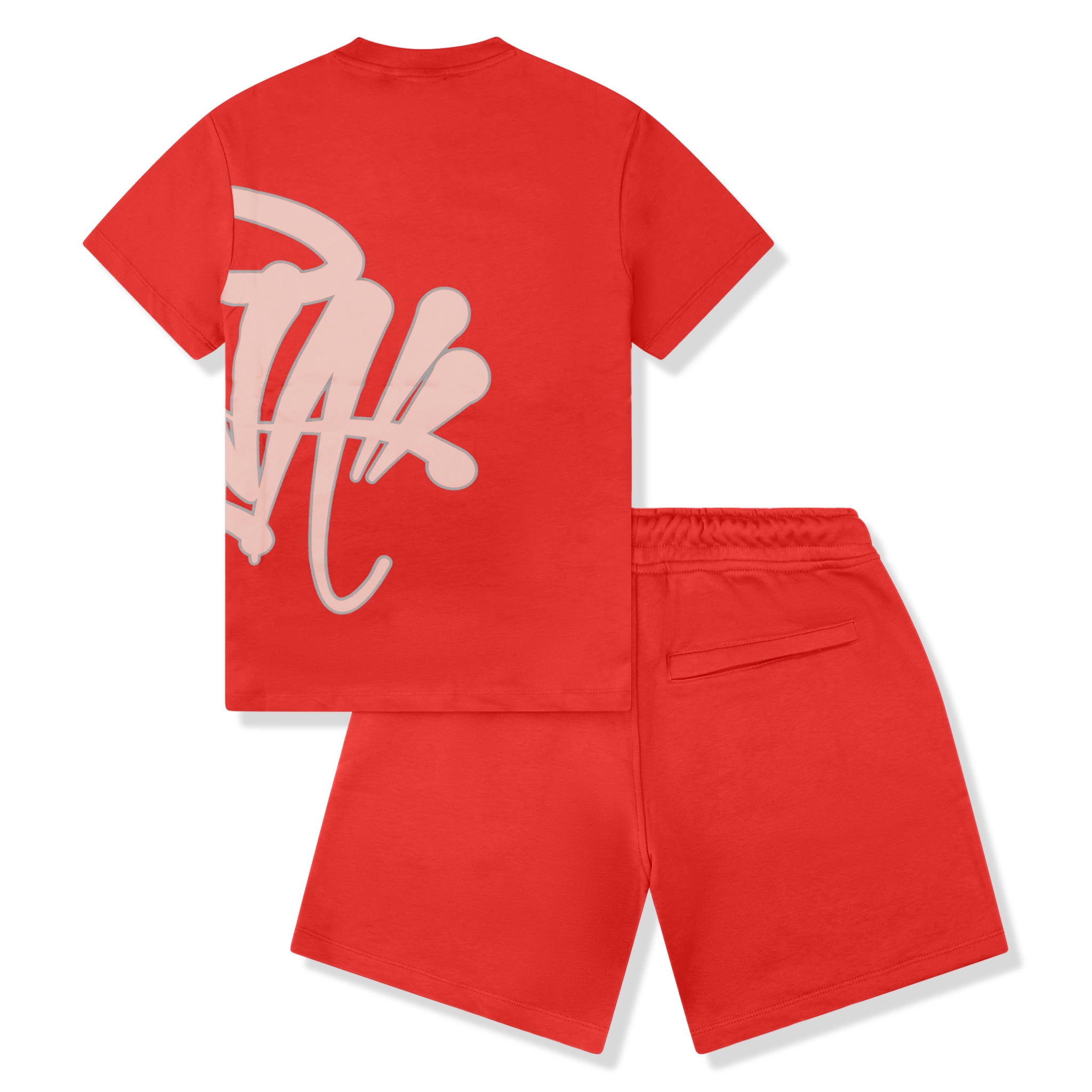 Back set view of Syna World Logo Red T-Shirt & Shorts SYNA-TEE-RED