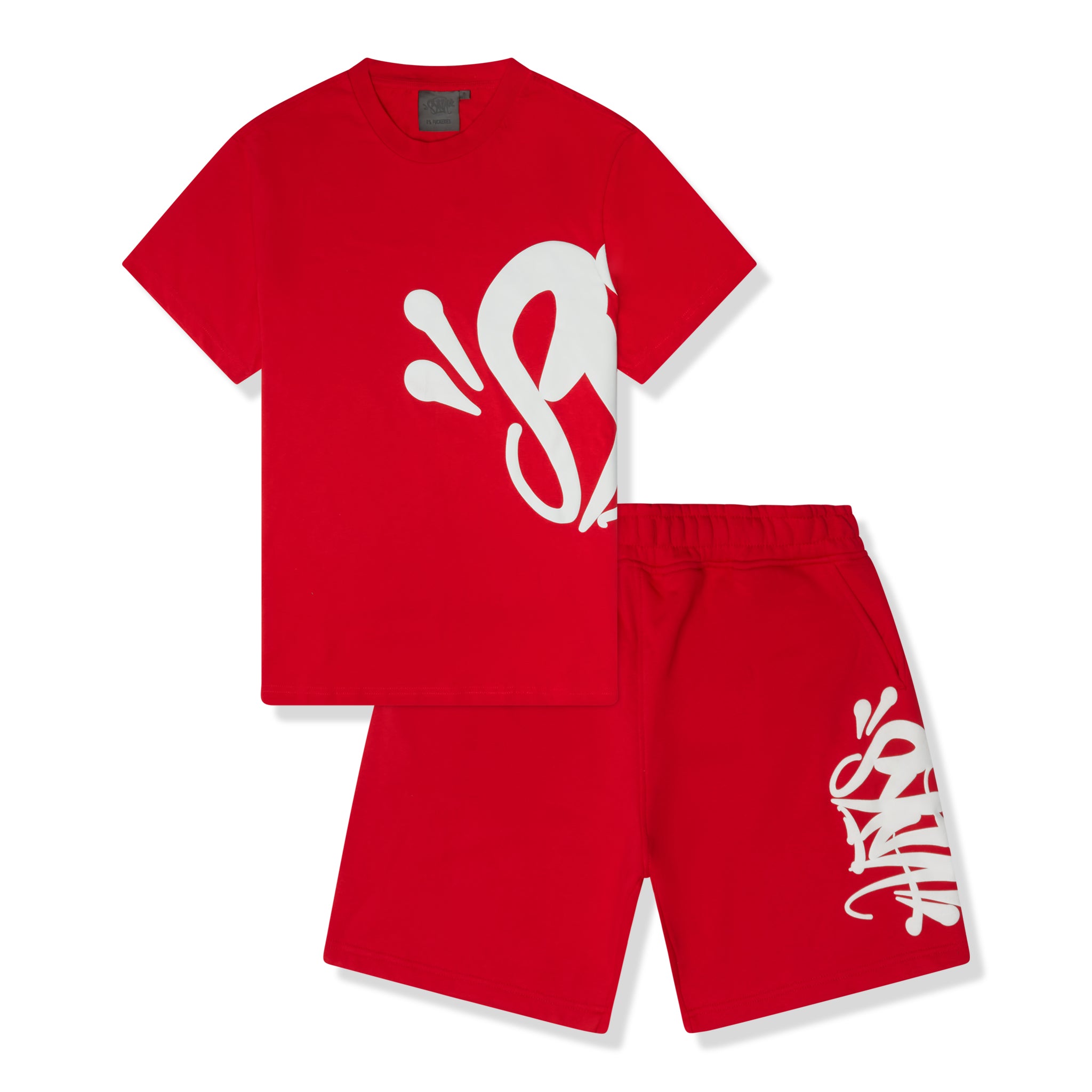 Front view of Syna World Team Syna Twinset Red T-Shirt & Shorts 
