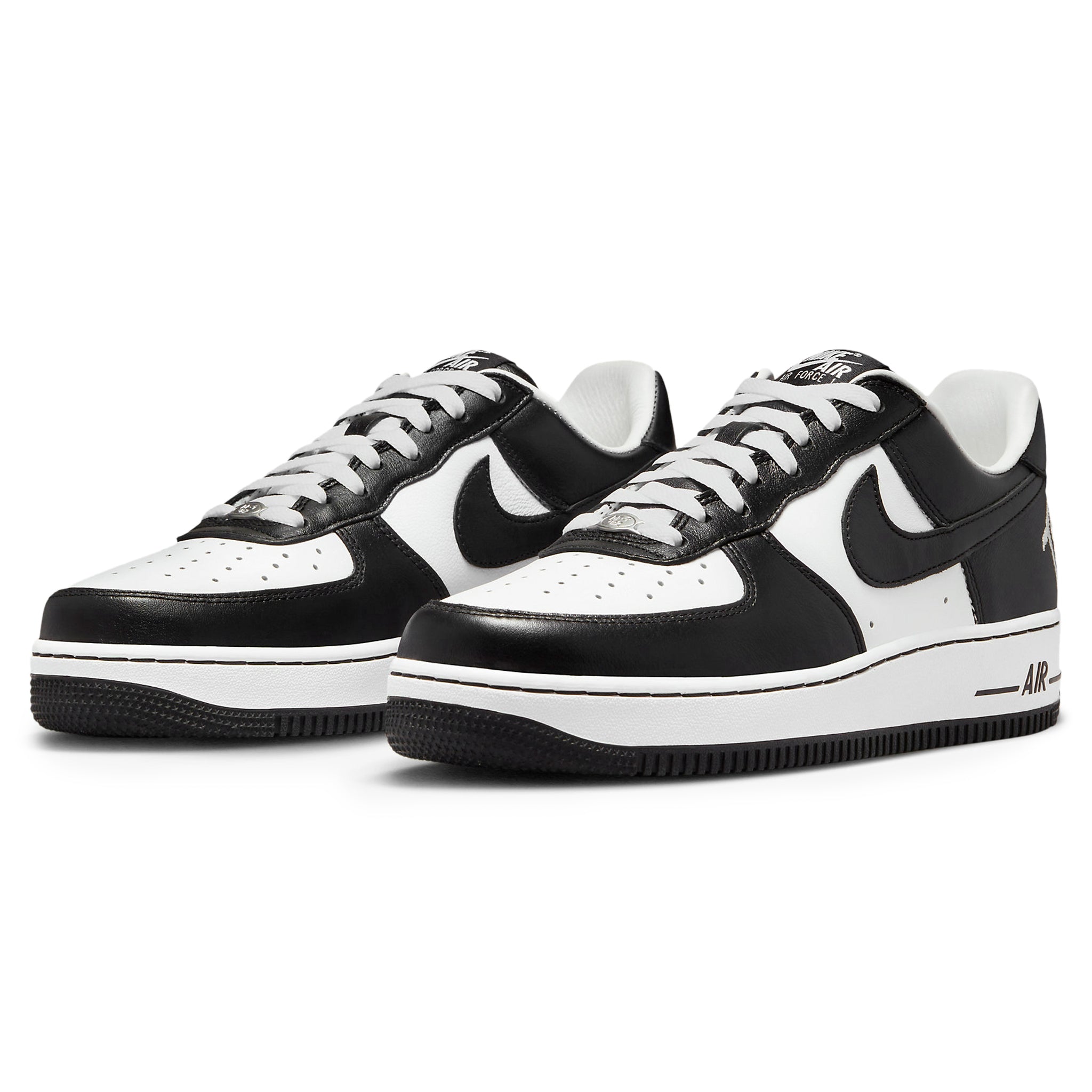 Front Side View of terror squad x nike air force 1 low white black fd7855-001