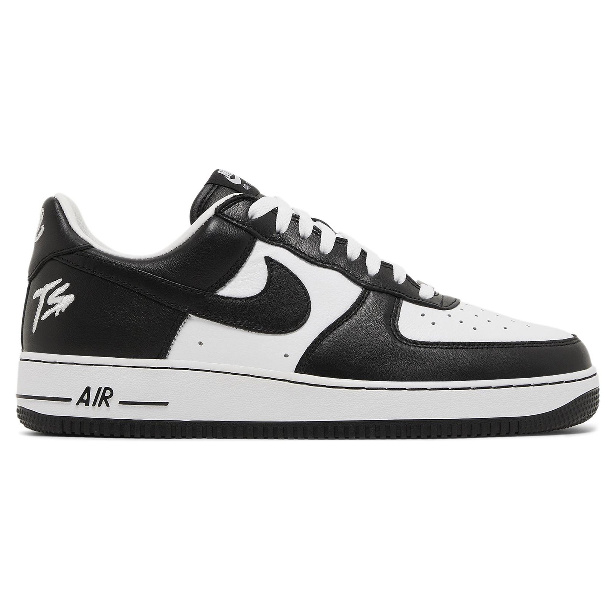 Side View of terror squad x nike air force 1 low white black fd7855-001