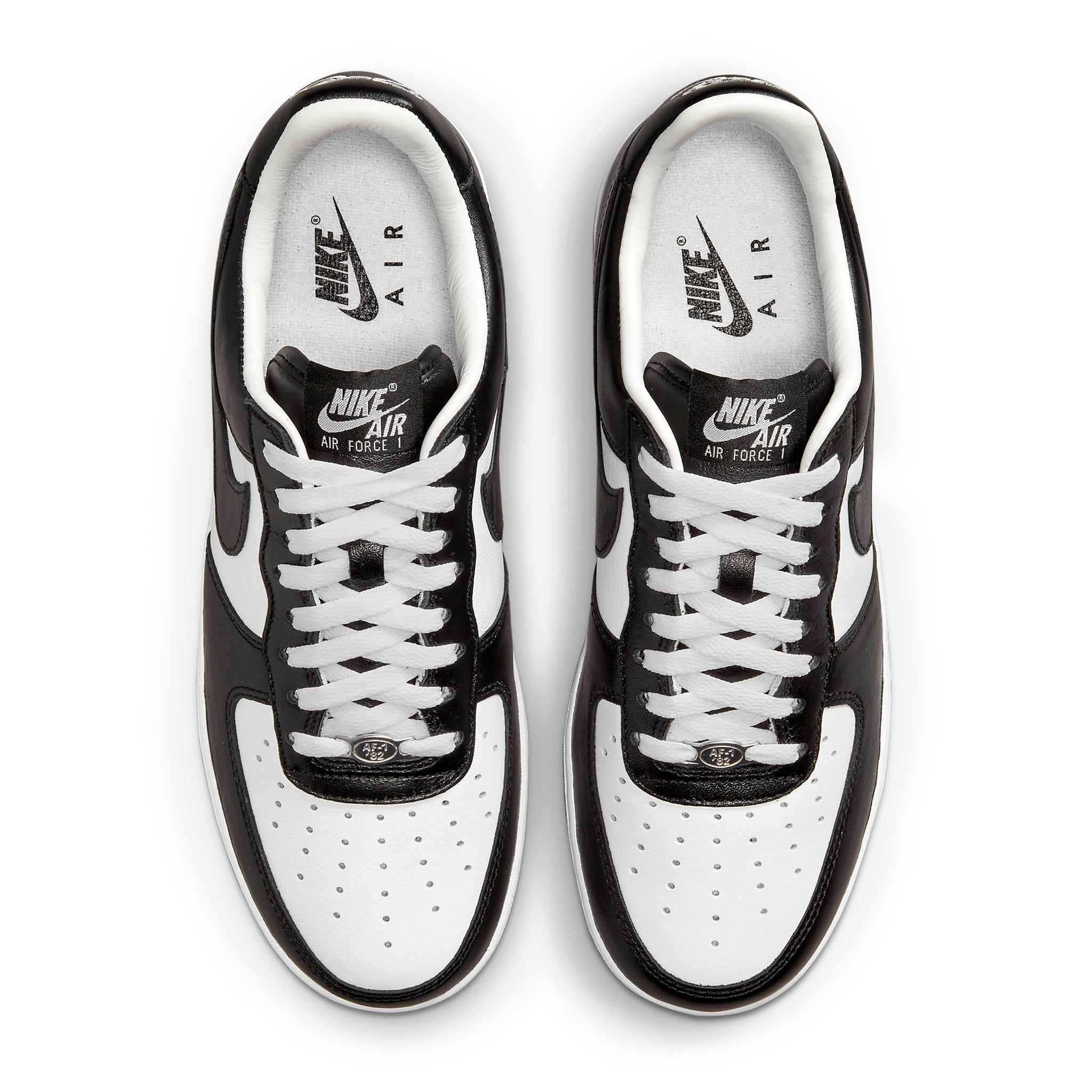 Top Down View of terror squad x nike air force 1 low white black fd7855-001