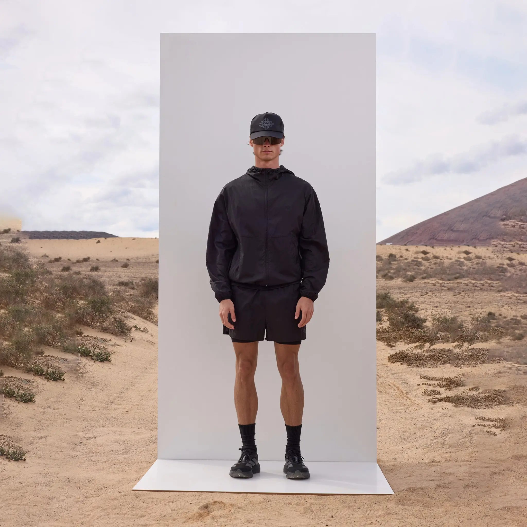 Model View of Couture Club 2 in 1 Translucent Run Black Shorts