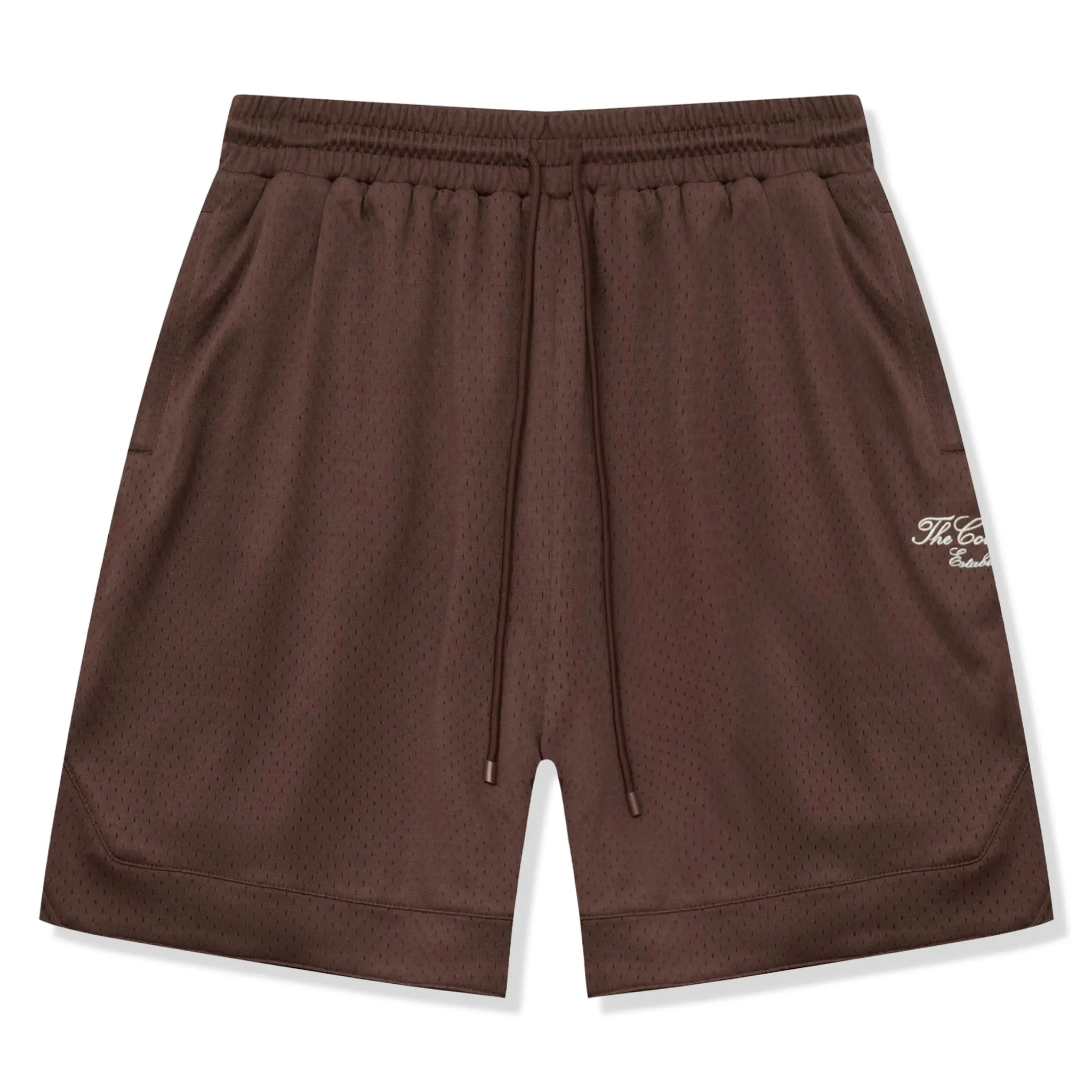 Front View of The Couture Club Airtex Brown Shorts