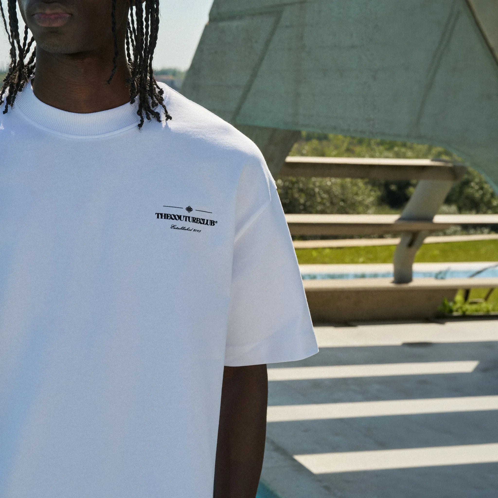 Detailed View of The Couture Club Copyright Multi Graphic White T-Shirt