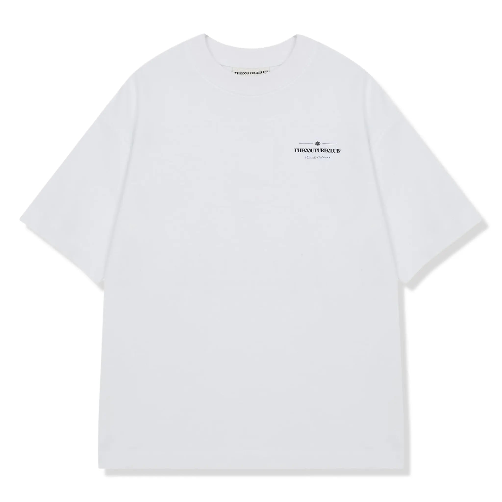 Front View of The Couture Club Copyright Multi Graphic White T-Shirt