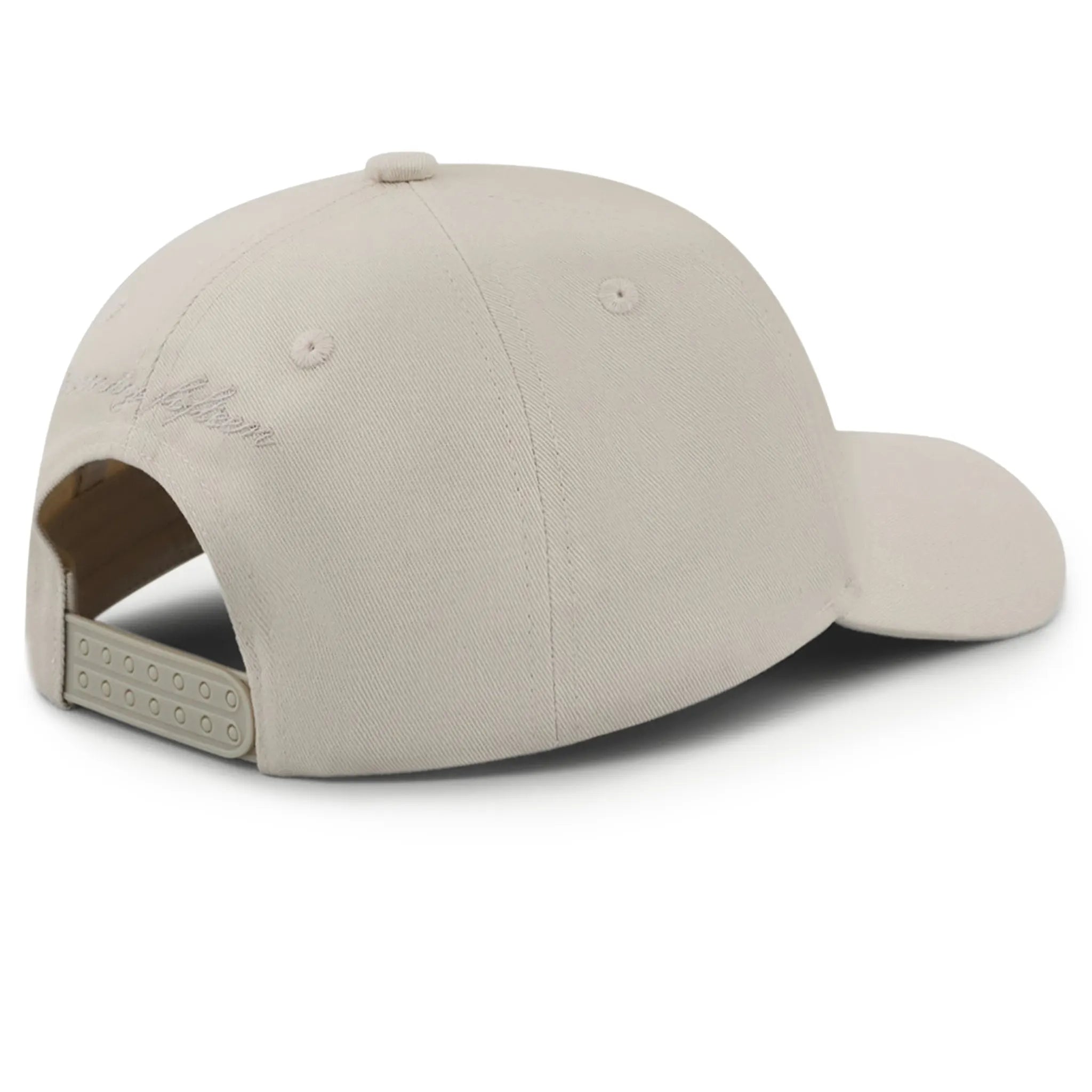 Back Side View of The Couture Club Emblem Embroidery Beige Cap