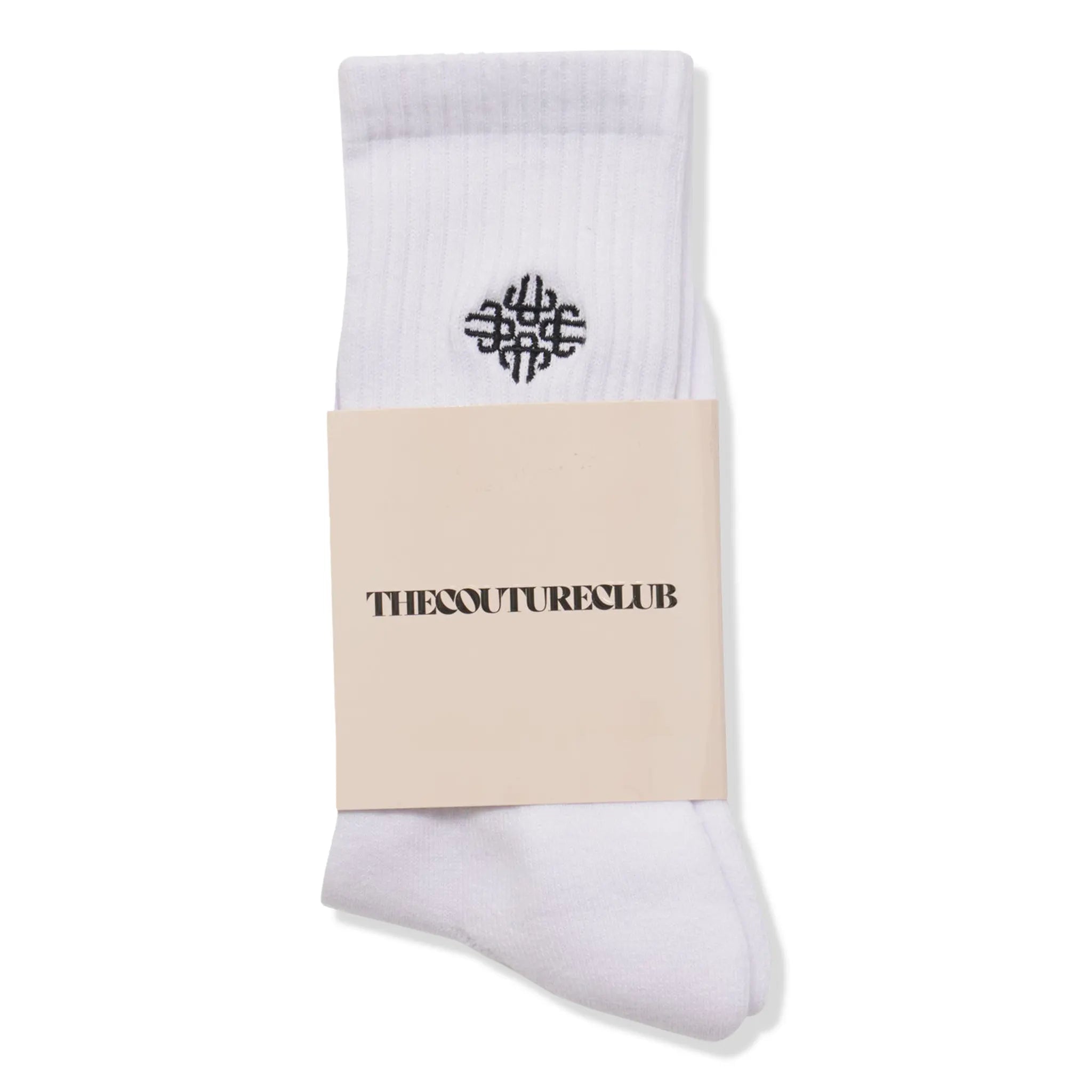 Front View of The Couture Club Emblem Sports White Socks