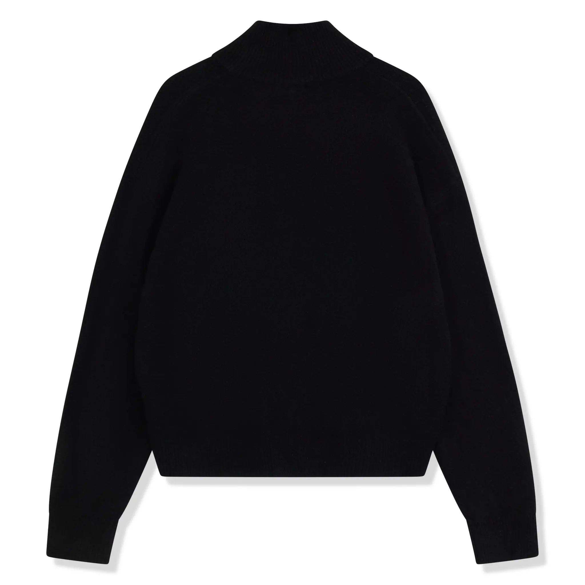 Back View of The Couture Club Fluffy Knit Black Neck Funnel Sweatshirt