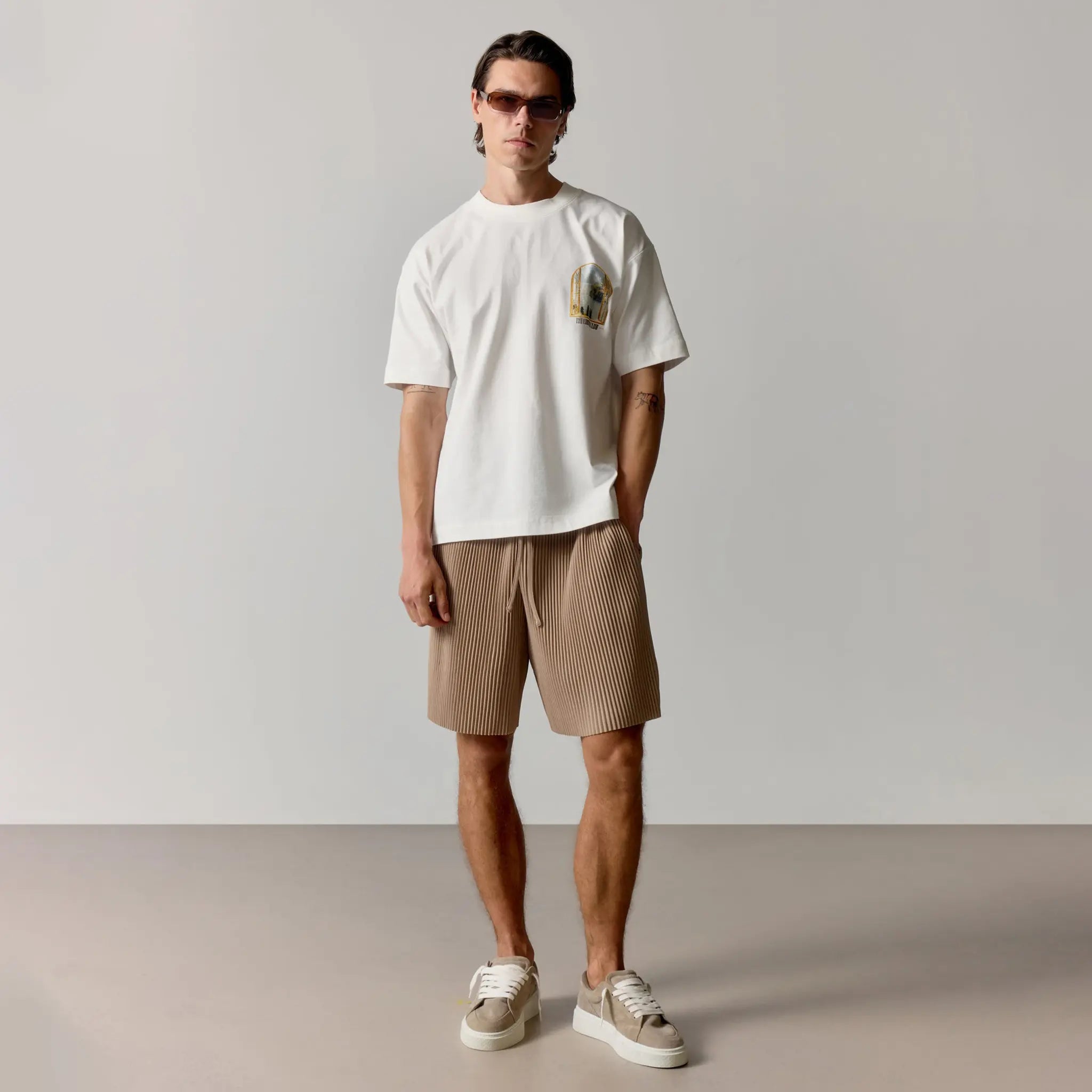 Front View of The Couture Club Lake Como Graphic White T-Shirt