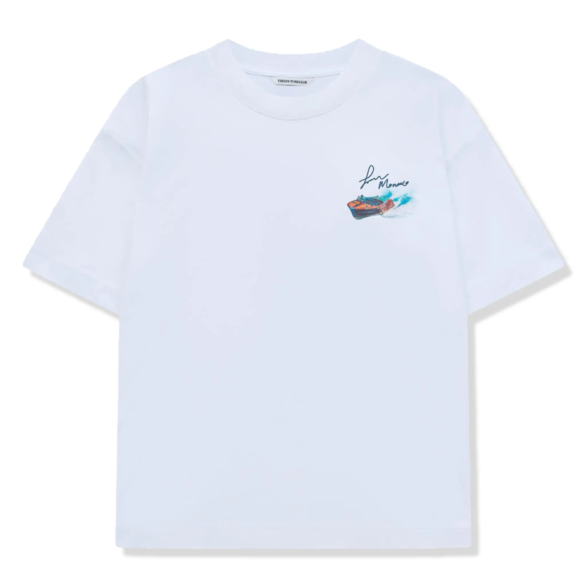Front View of The Couture Club Monaco With Love Graphic White T-Shirt