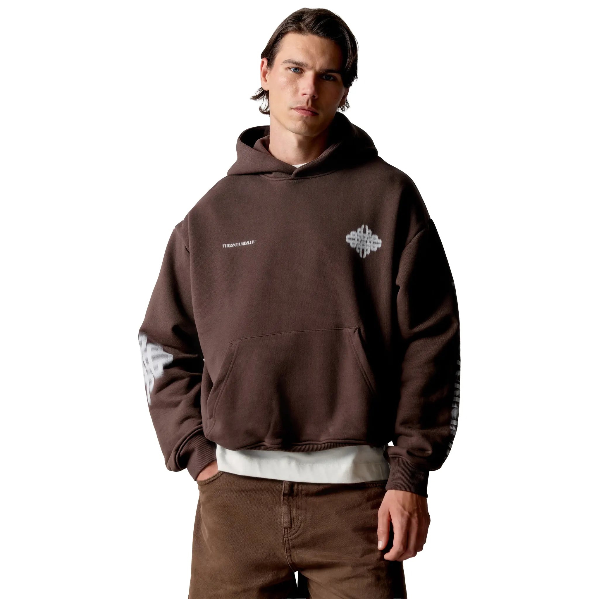 The Couture Club Motion Blurred Emblem Brown Hoodie