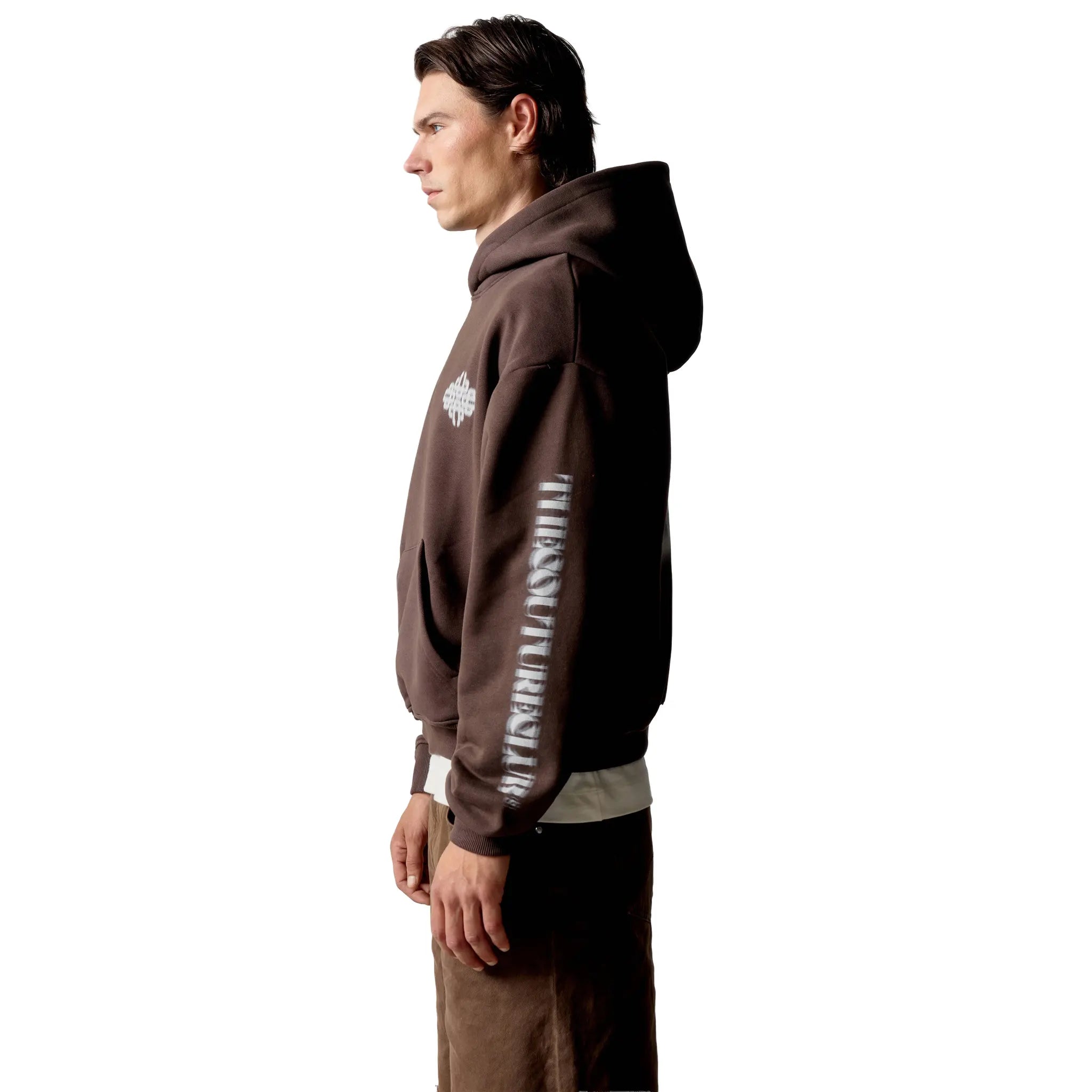 The Couture Club Motion Blurred Emblem Brown Hoodie