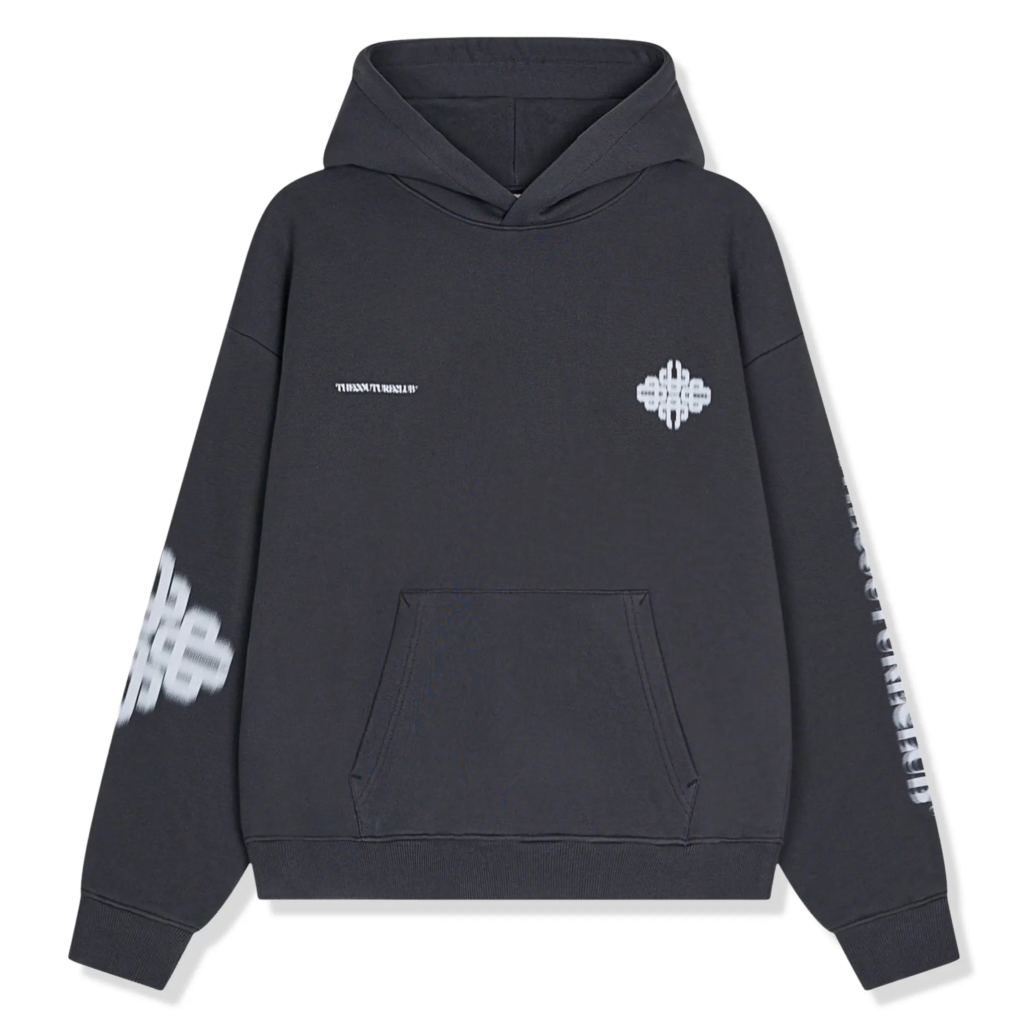 Front View of the couture club motion blurred emblem charcoal hoodie tccm2978