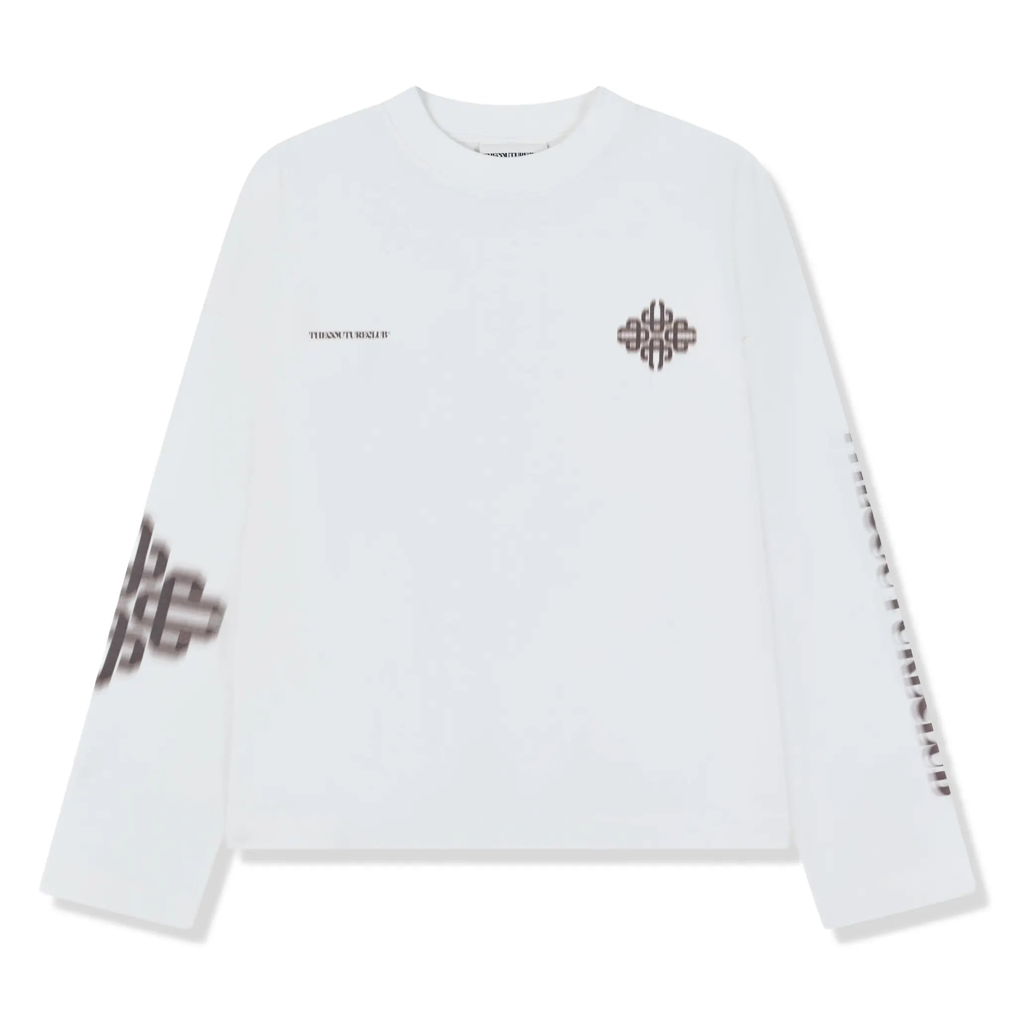 Front View of The Couture Club Motion Blurred L/S Off White T-Shirt