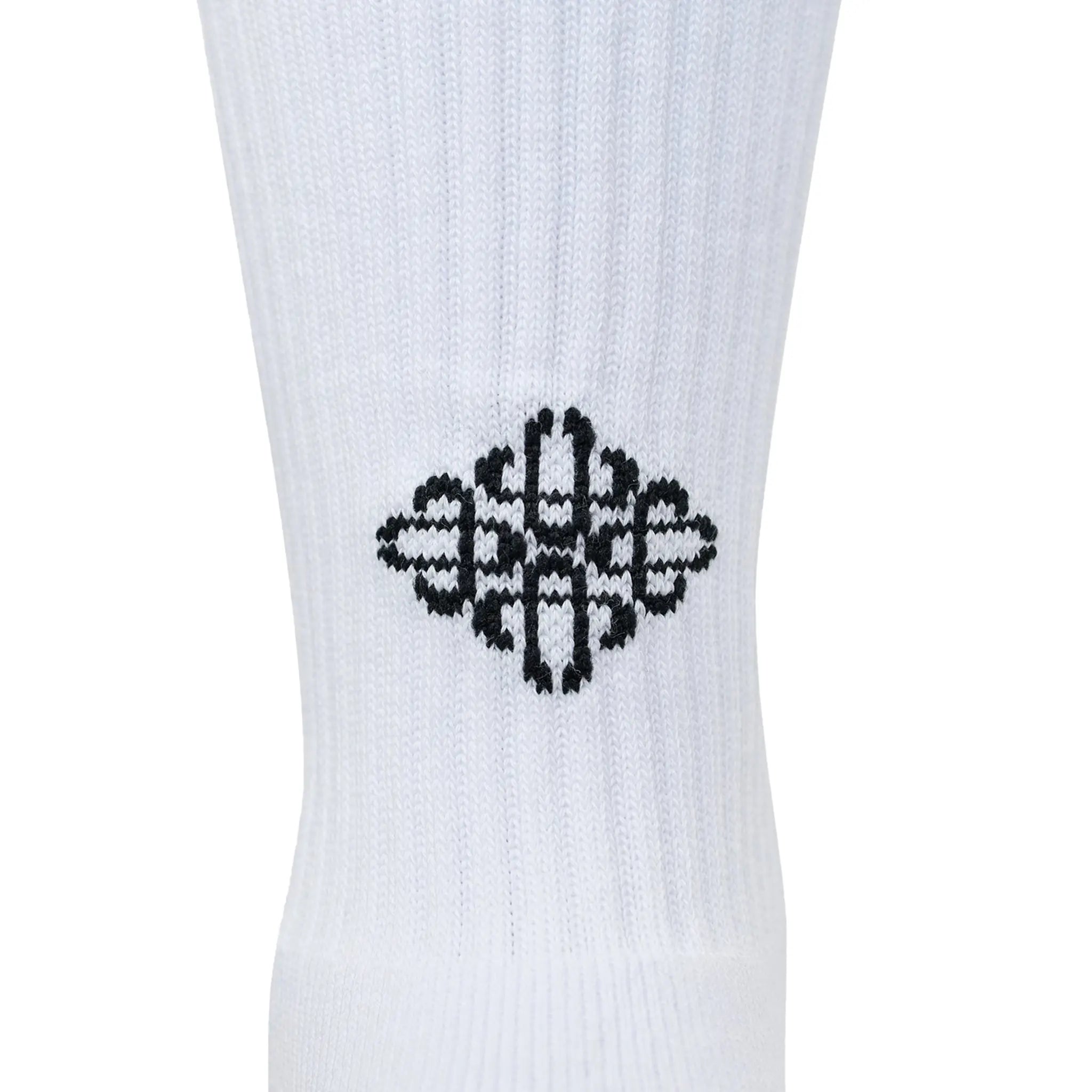 Detailed View of The Couture Club Reverse Emblem Copyright White Socks