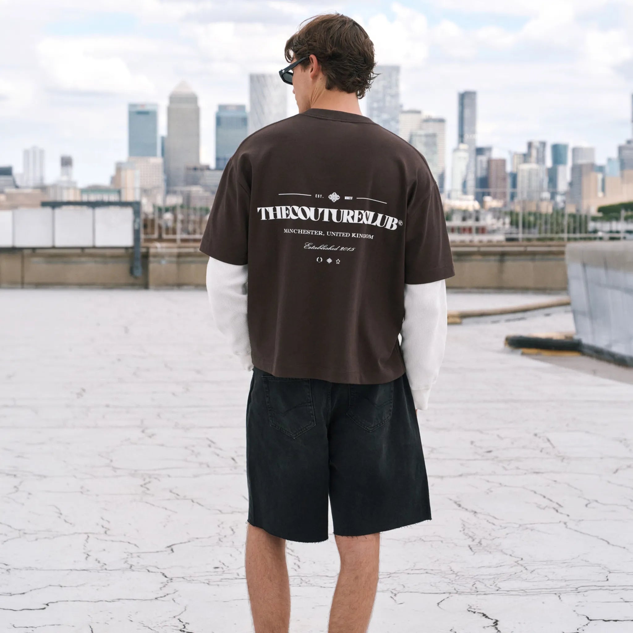 The Couture Club Waffle Double Layer Graphic L/S Brown T-Shirt