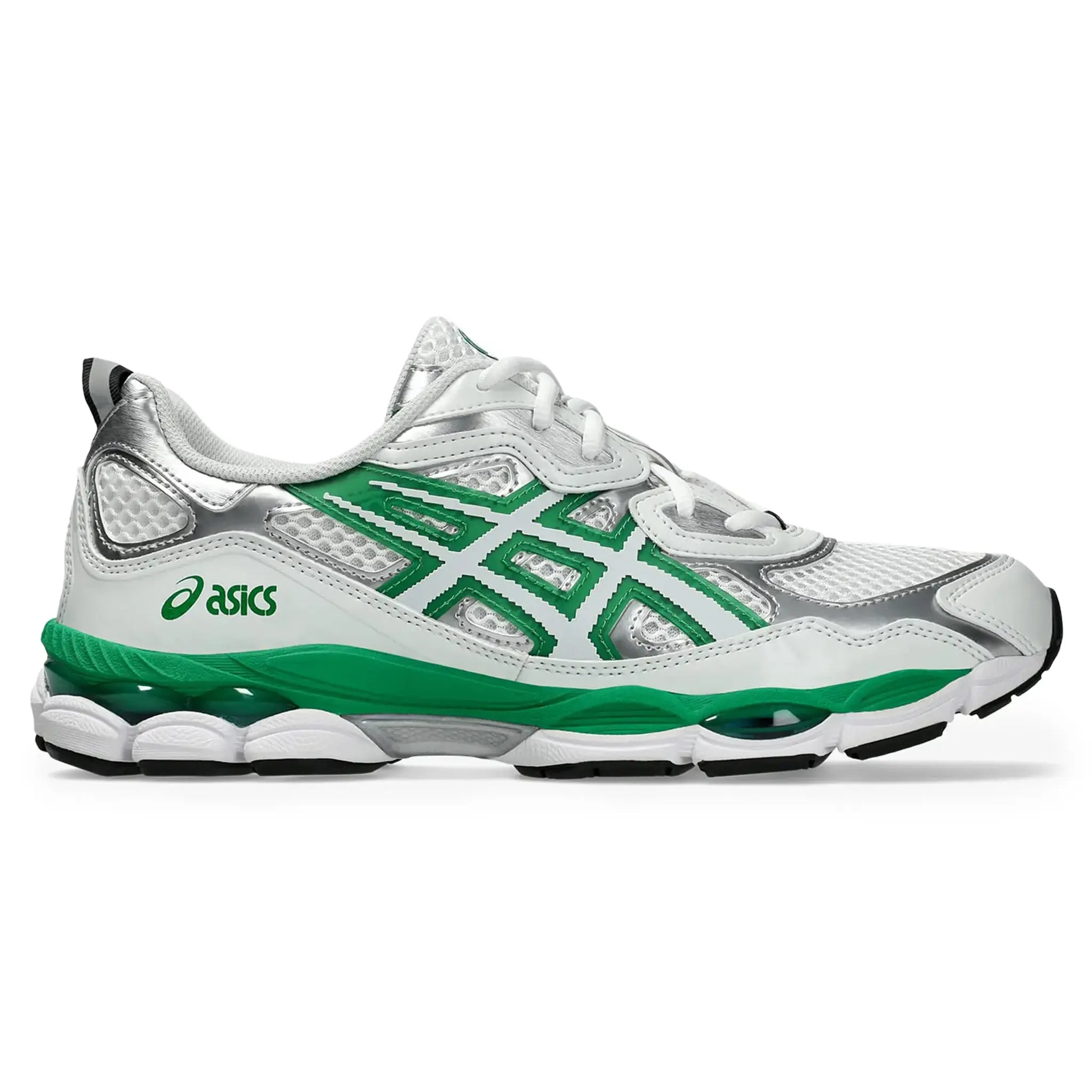 Side view of The HIDDEN.NY x ASICS Gel-NYC White Green 1201B001-100