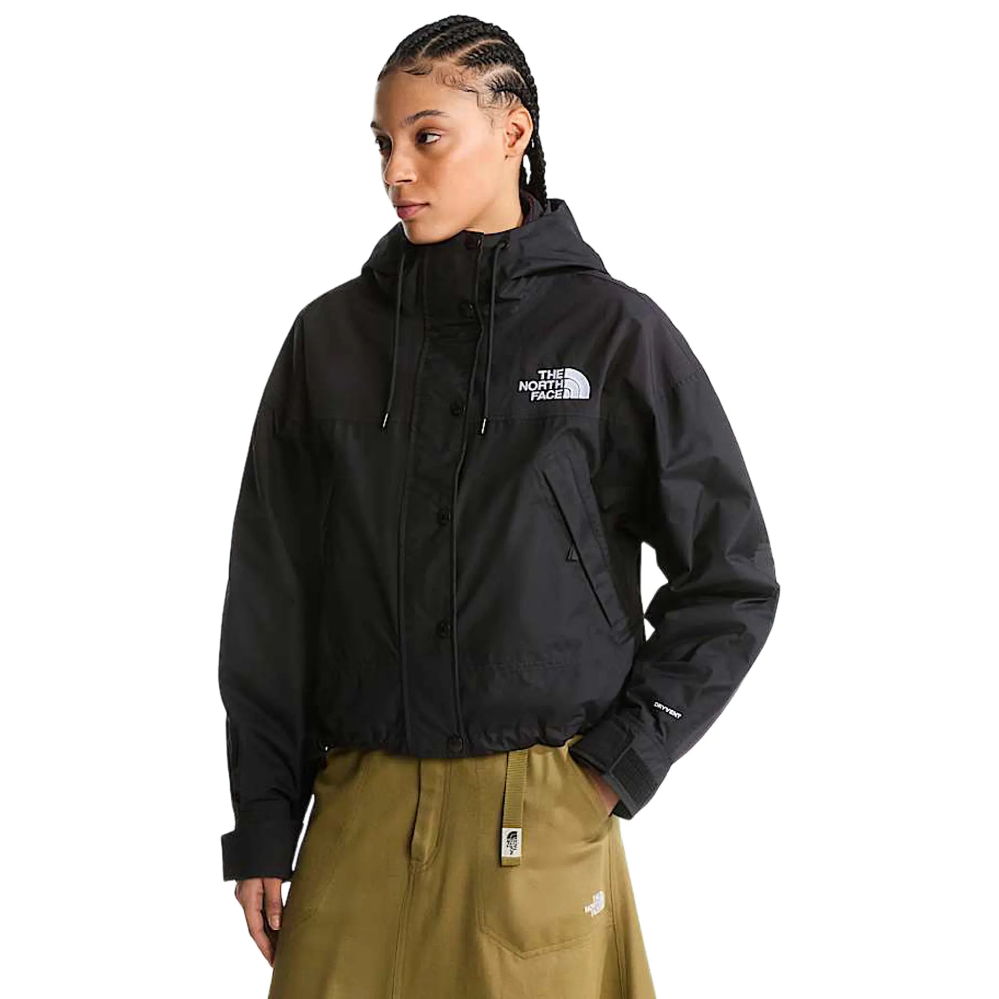 Front View of The North Face Mountain Short Black Jacket (W)