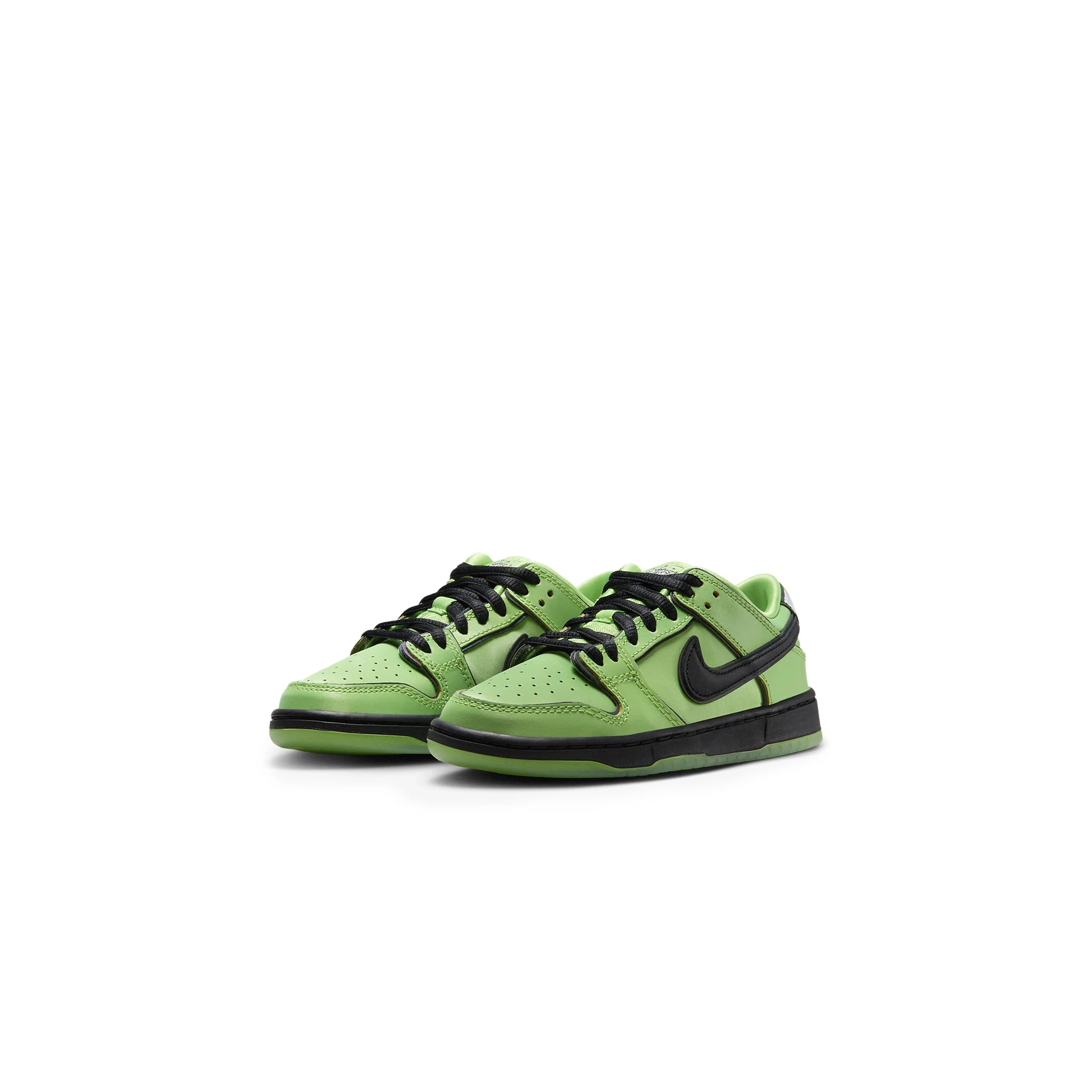 Front view of The Powerpuff Girls x Nike SB Dunk Low Buttercup (PS)