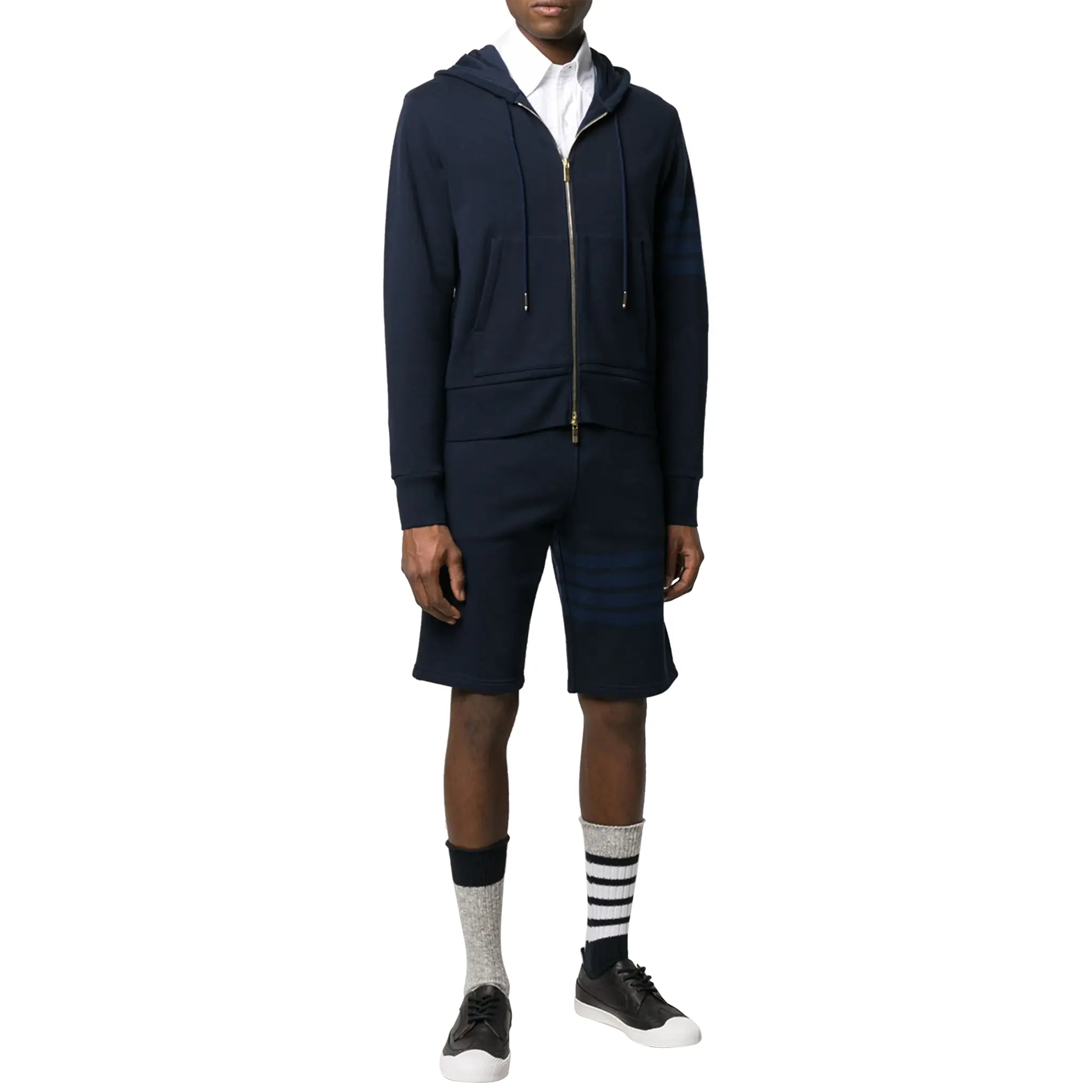 Thom Browne Classic Loopback 4-Bar Tonal Full Zip Blue Thom Browne Classic Loopback 4-Bar Tonal Full Zip Blue