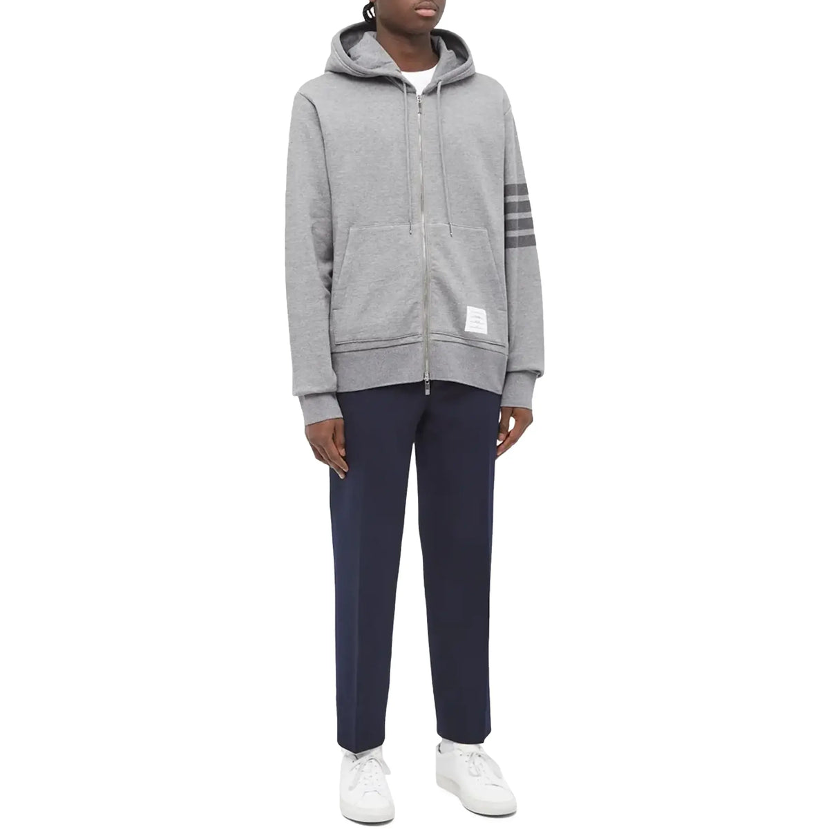 Thom Browne Classic Loopback 4-Bar Tonal Full Zip Medium Grey