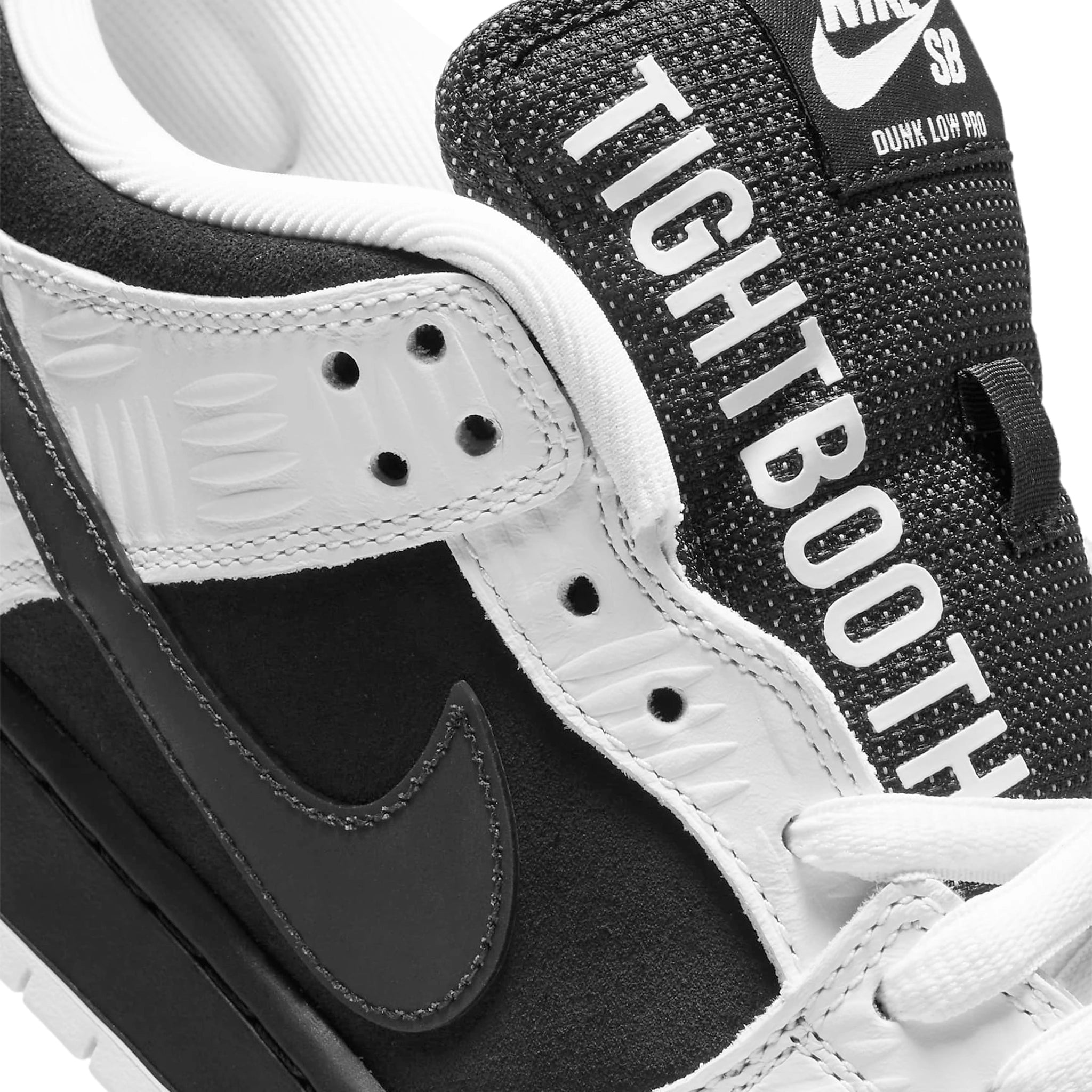 Tongue view of Tightbooth X Nike SB Dunk Low Black White FD2629-100
