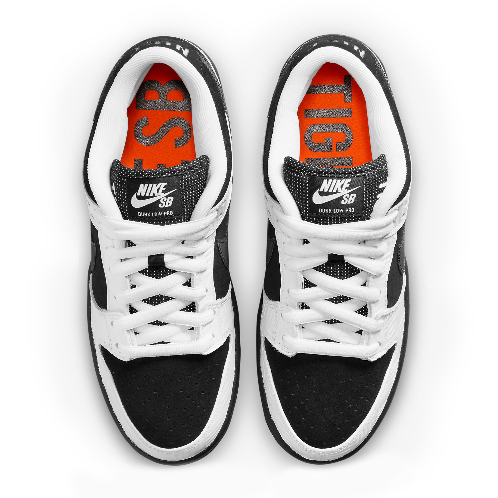 Top view of Tightbooth X Nike SB Dunk Low Black White FD2629-100