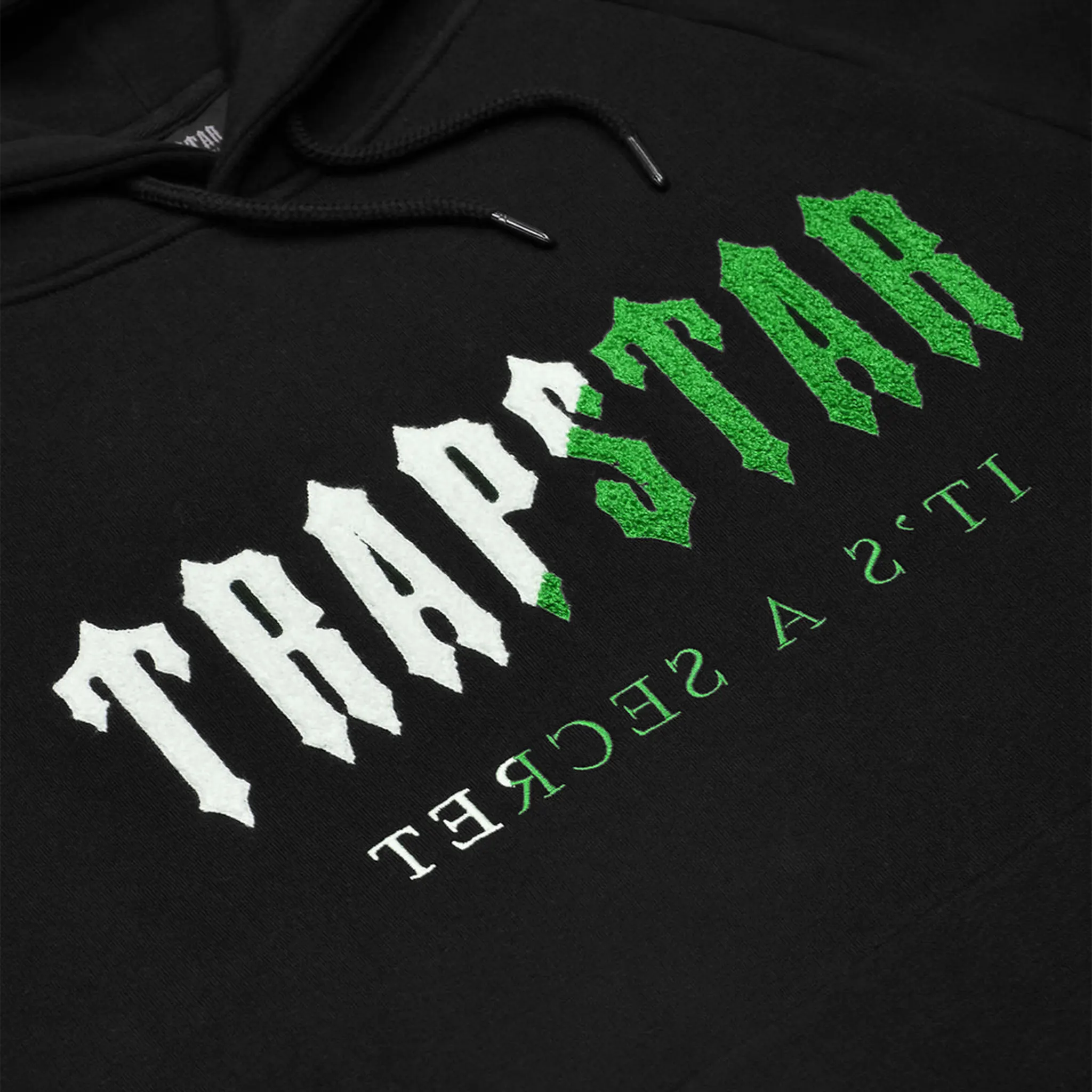 logo view of Trapstar Chenille Decoded Black Green Tracksuit