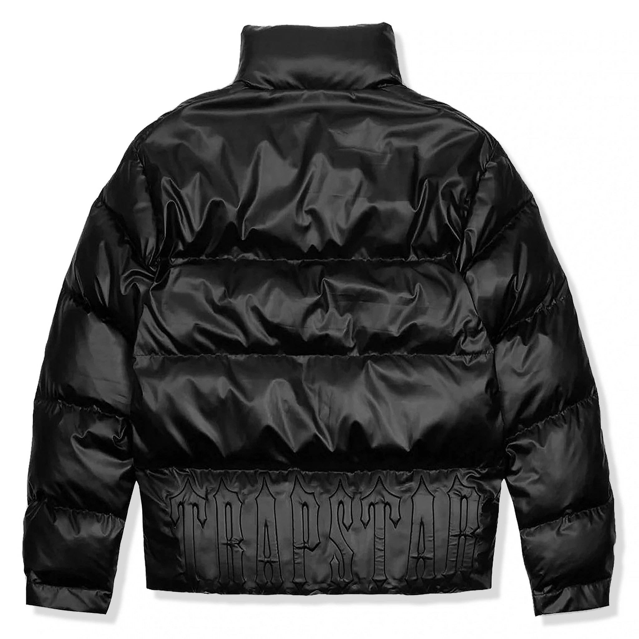 Back view of Trapstar Irongate Embossed Black Puffer Jacket