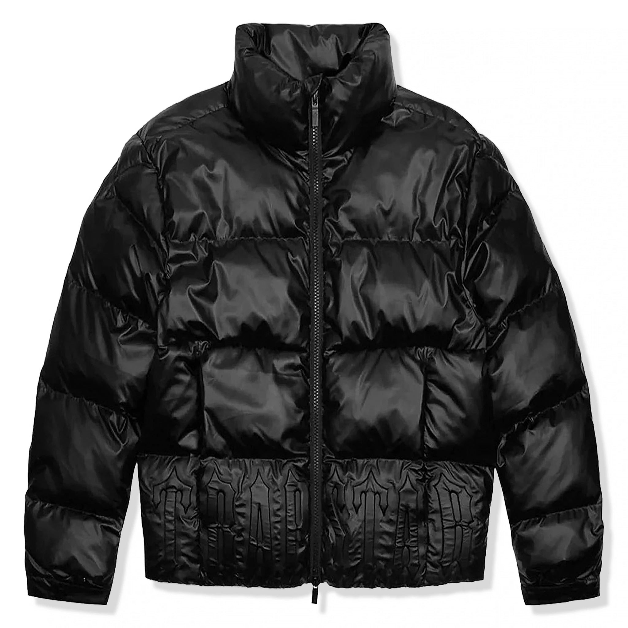 Front view of Trapstar Irongate Embossed Black Puffer Jacket