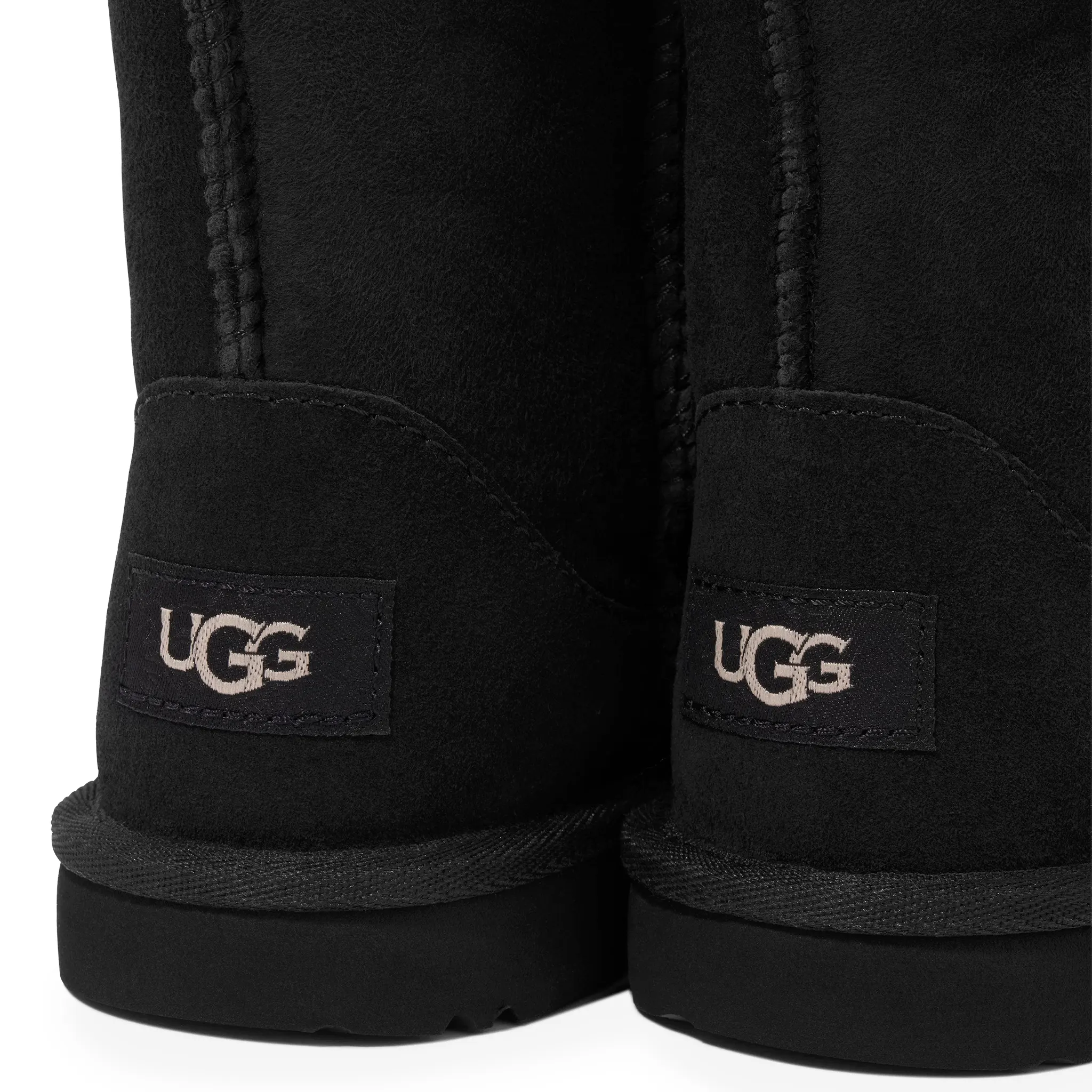 Back View of UGG Classic II Sheepskin Kids Black Boots UGGS2001150214