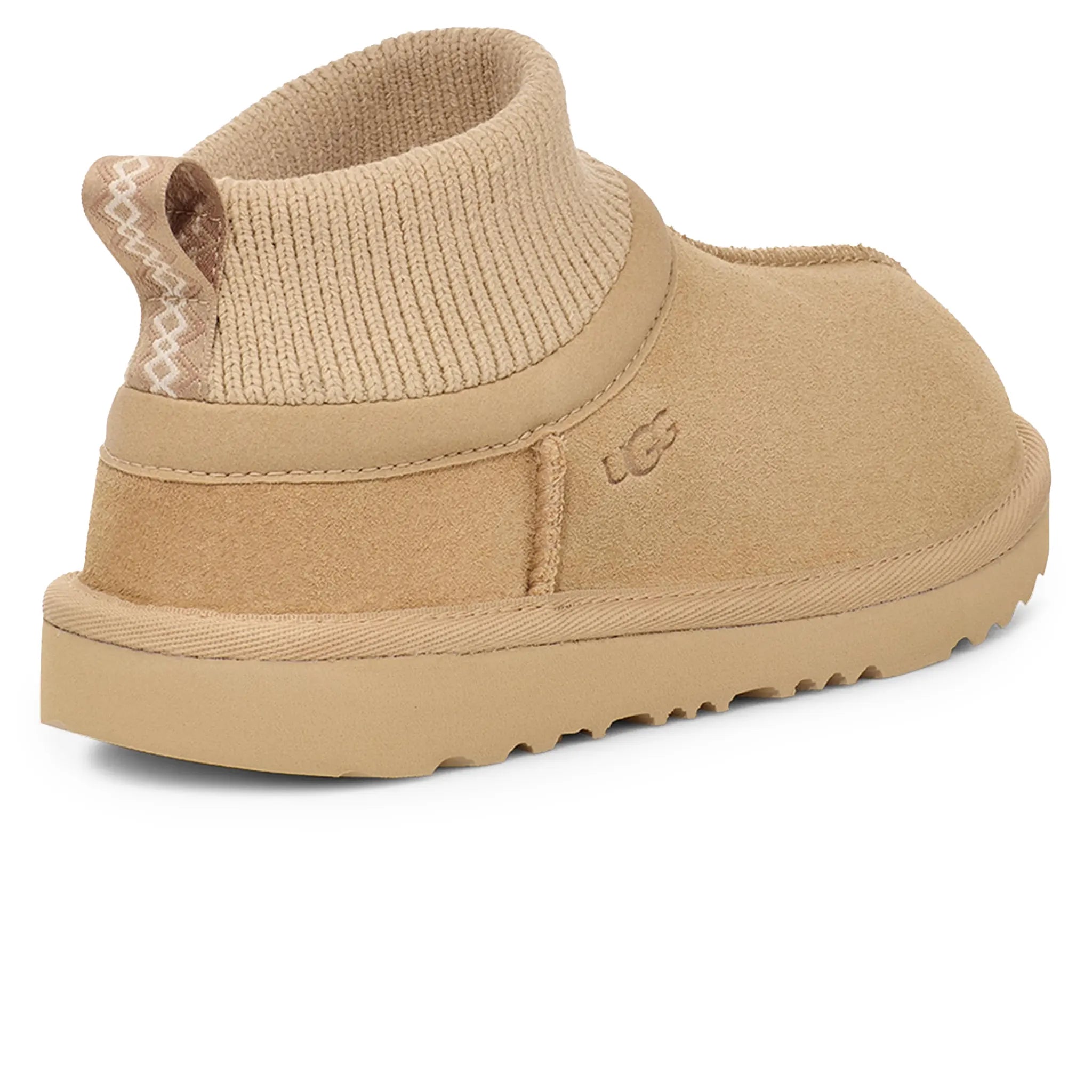 Back Side View of UGG Classic Ultra Stretch Cuff Kids Beige Boots UGGA4027188230