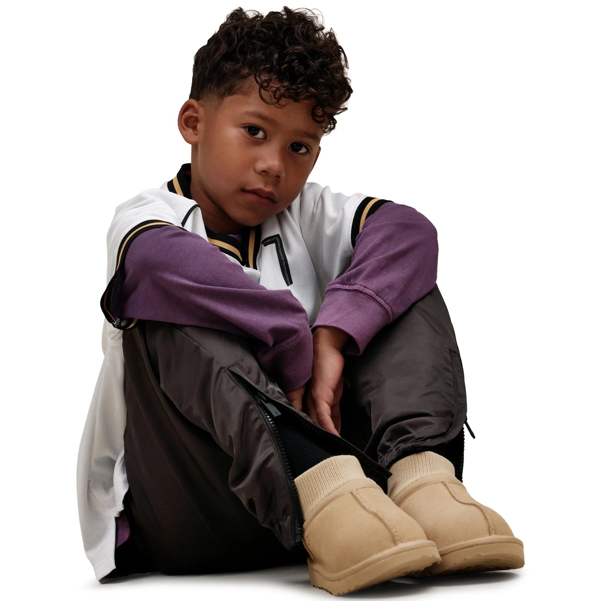 Model View of UGG Classic Ultra Stretch Cuff Kids Beige Boots UGGA4027188230