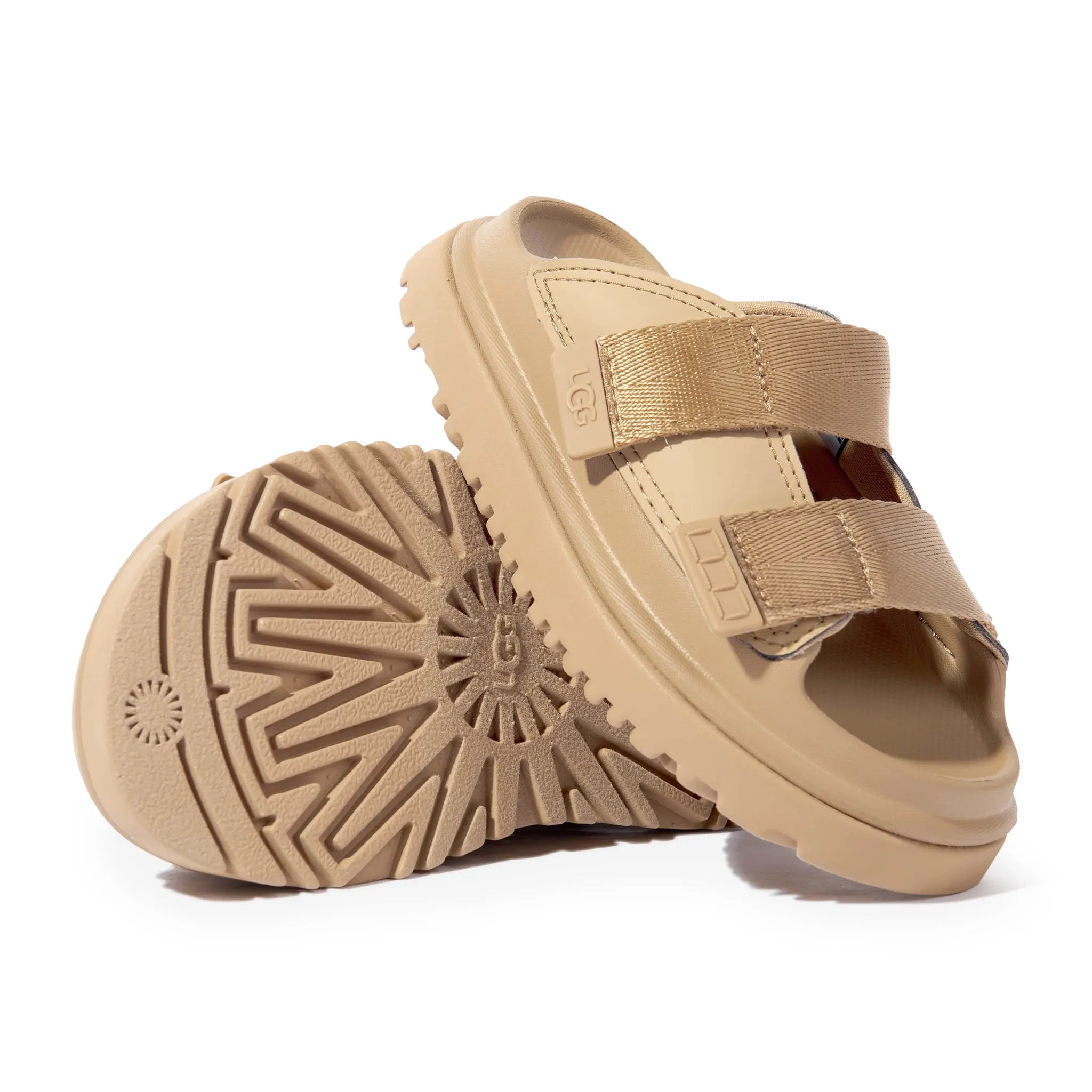 Sole Side View of UGG Goldenglow Girls Brown Slides UGGS5013154232