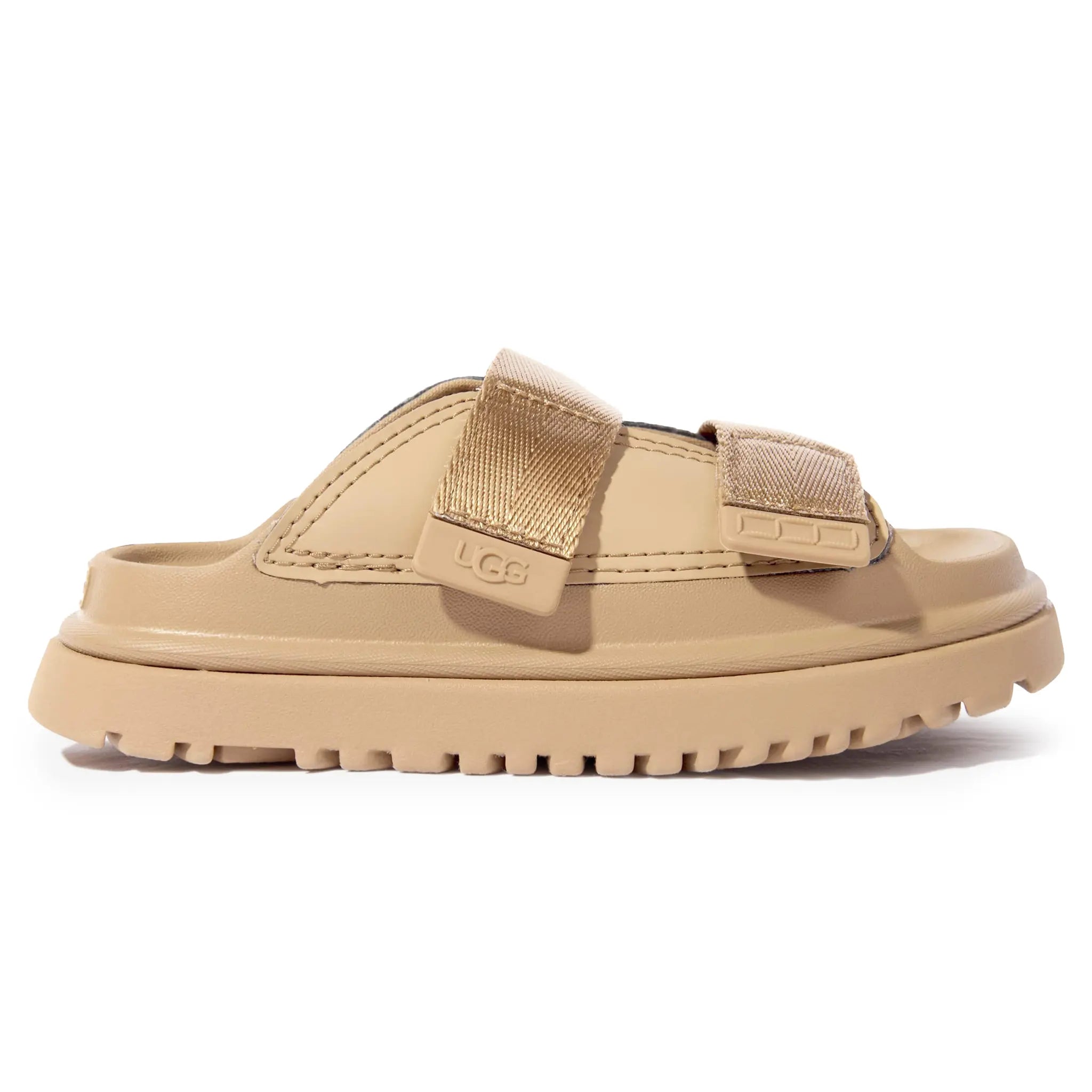 Side View of UGG Goldenglow Girls Brown Slides UGGS5013154232