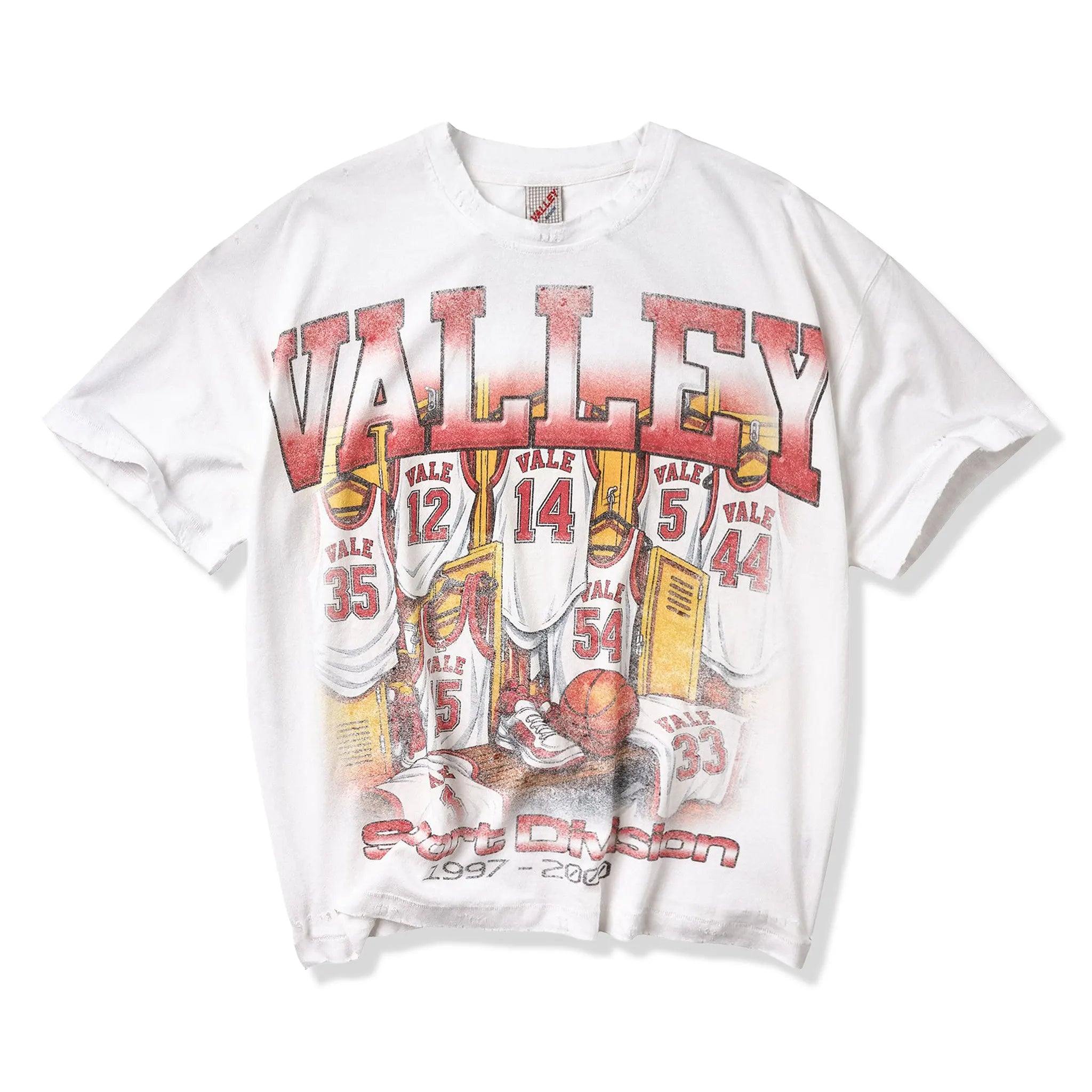 Front View of Vale Forever Bleachers White T-Shirt