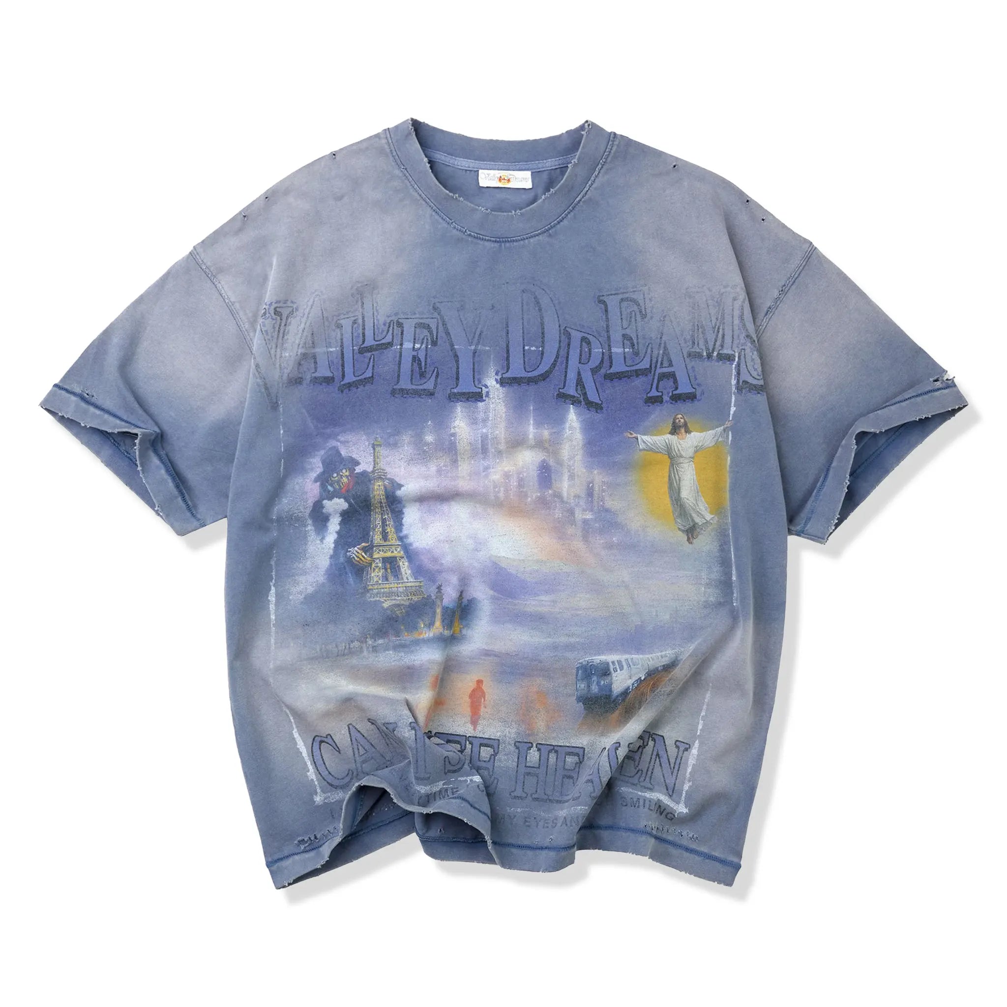 Front View of Vale Forever I Can See Heaven Blue T-Shirt