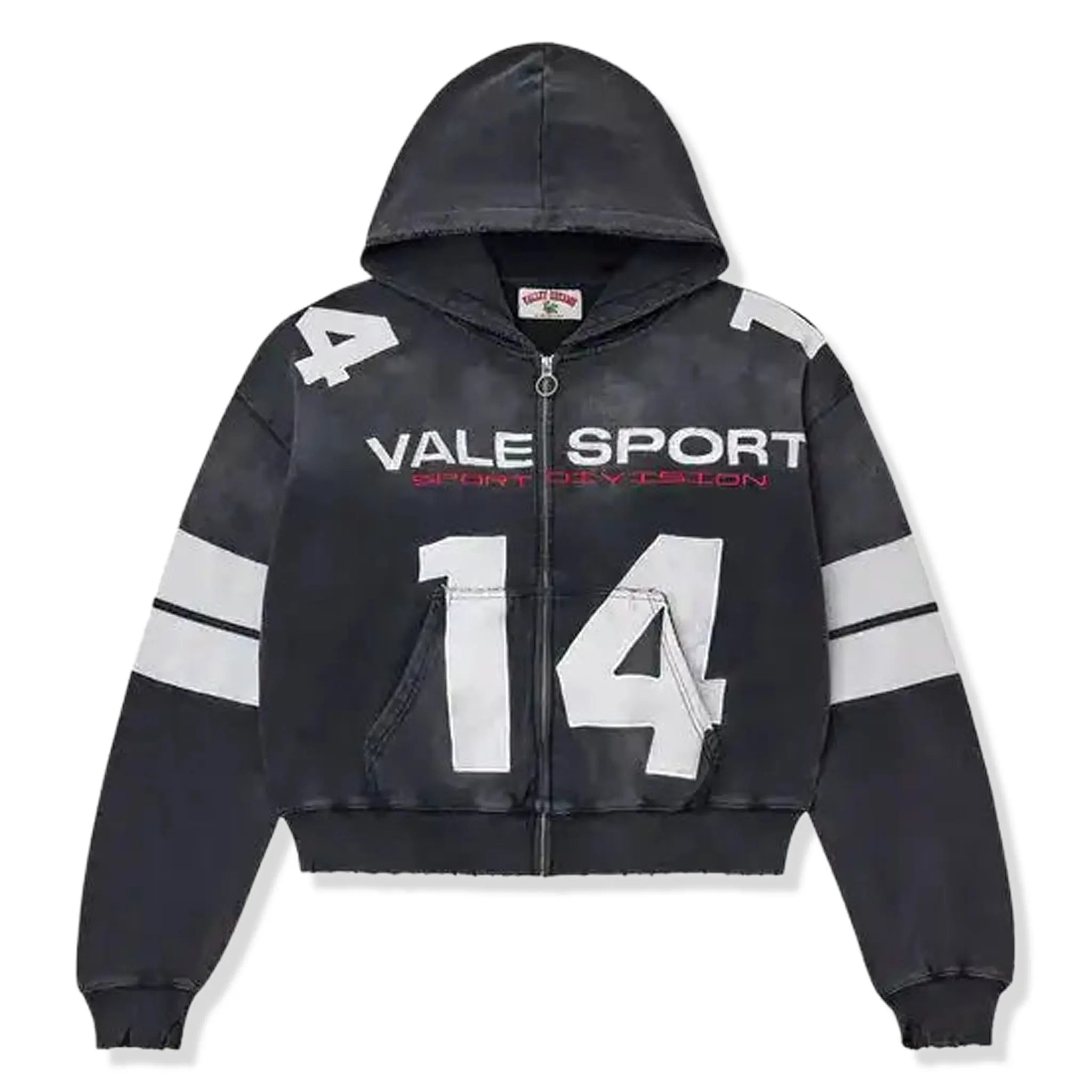 Front View of Vale Forever Jerjee Black Zip-Up Hoodie