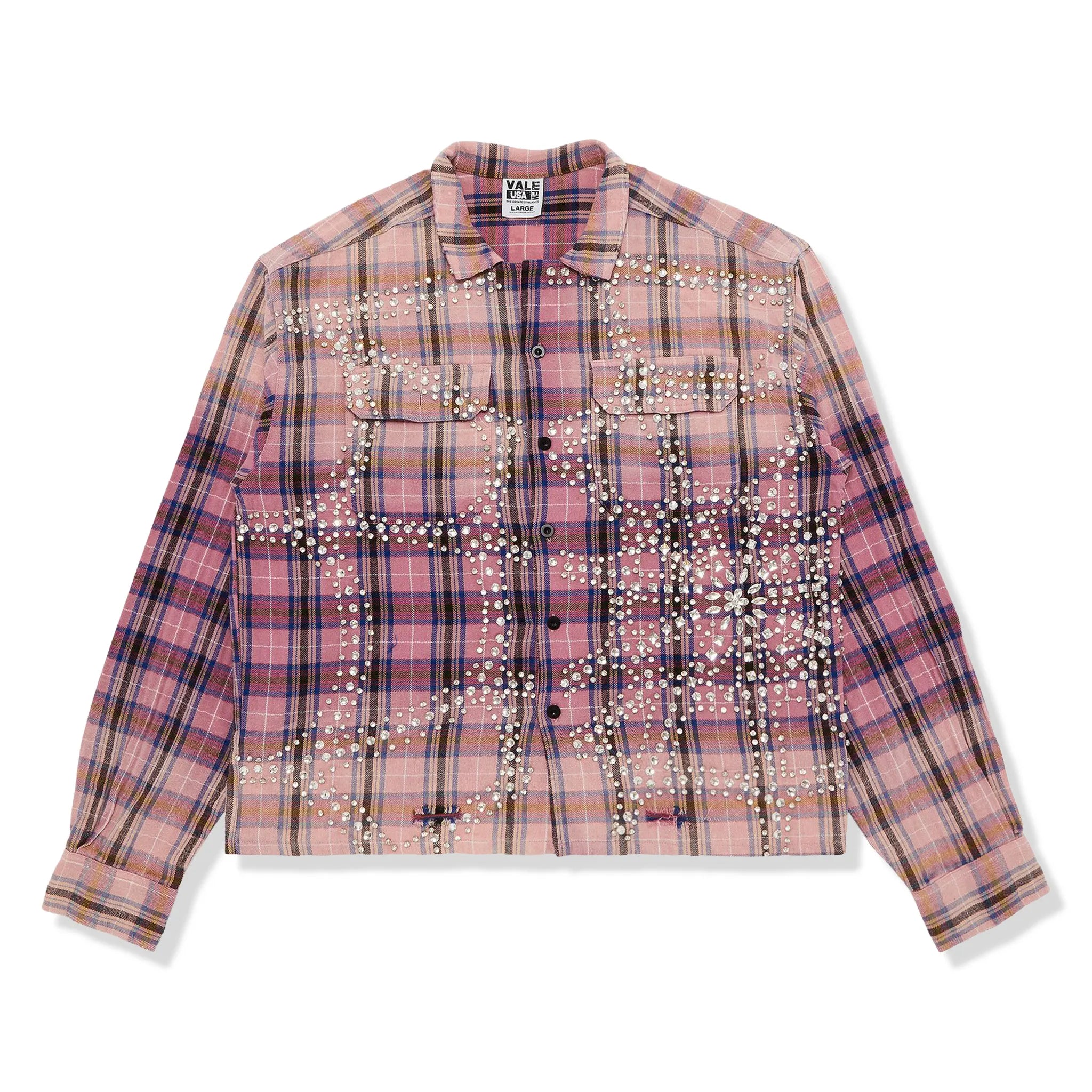 Front View of Vale Forever Piggy Bank Purple Flannel Shirt